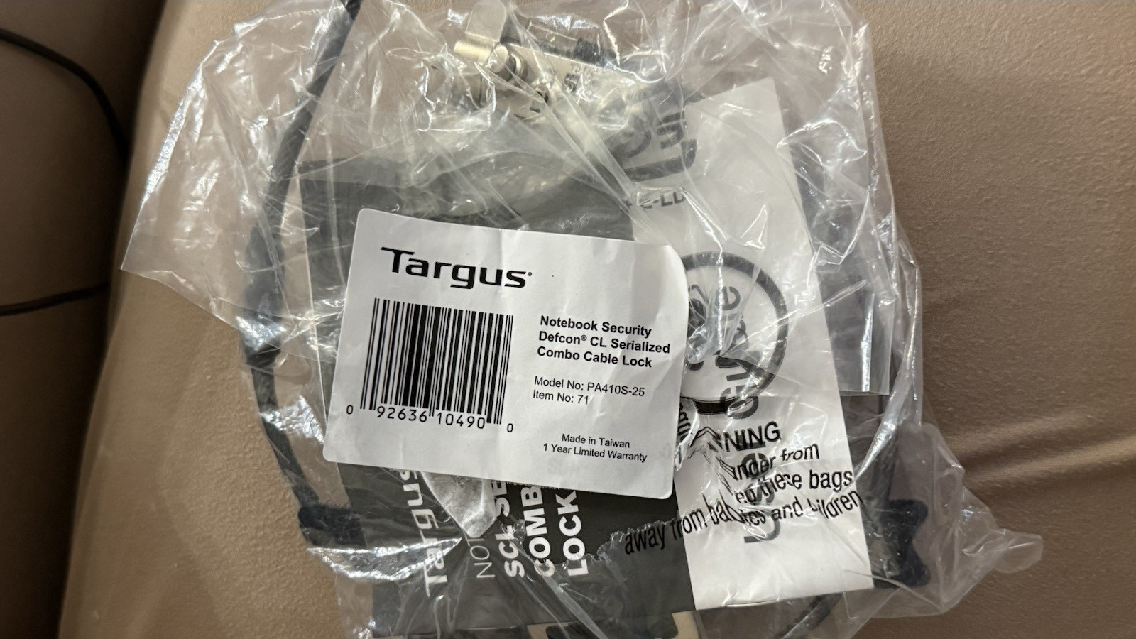 Targus DEFCON CL Serialized Combination Cable Lock for Notebook PA410S-25