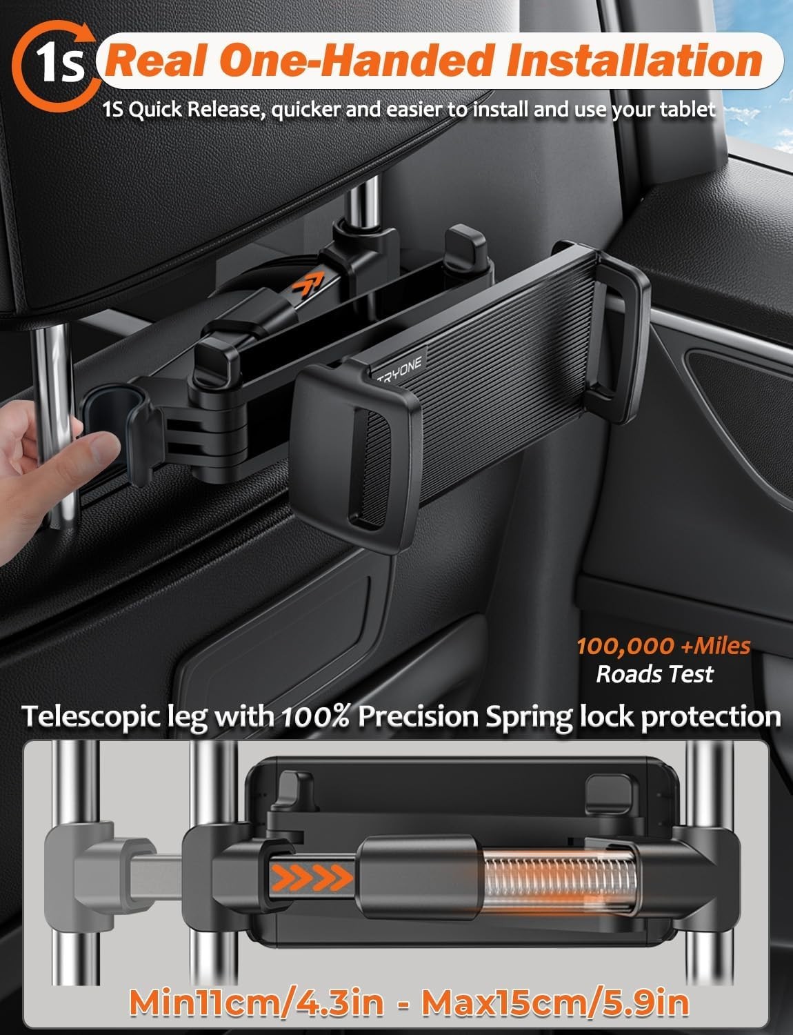 Car Headrest Tablet Holder Mount Stretchable Backseat Tablets Stand for Kids