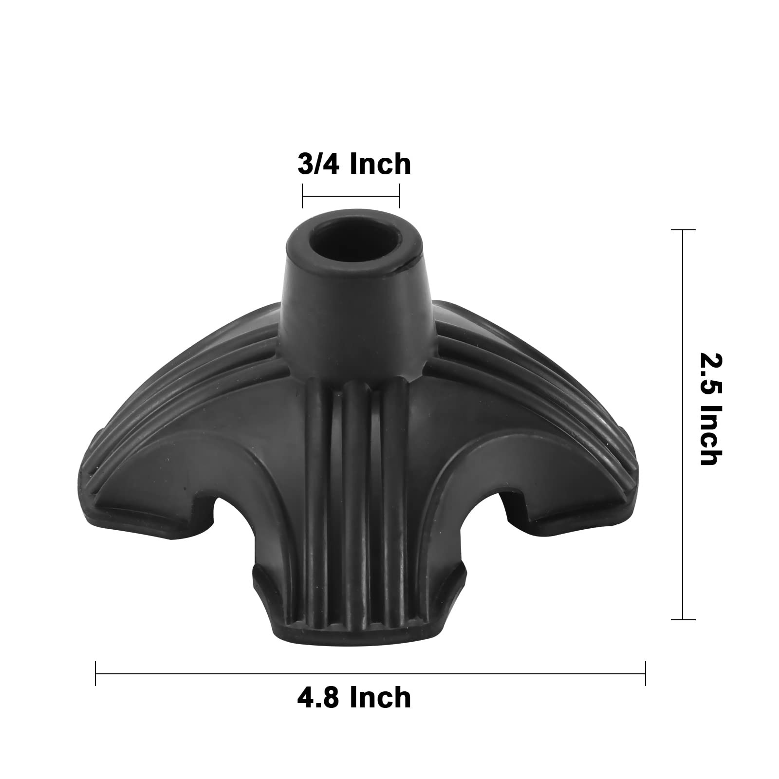 3/4 Inch Self Standing Quad Rubber Base Cane Tip Replacement for Most Canes