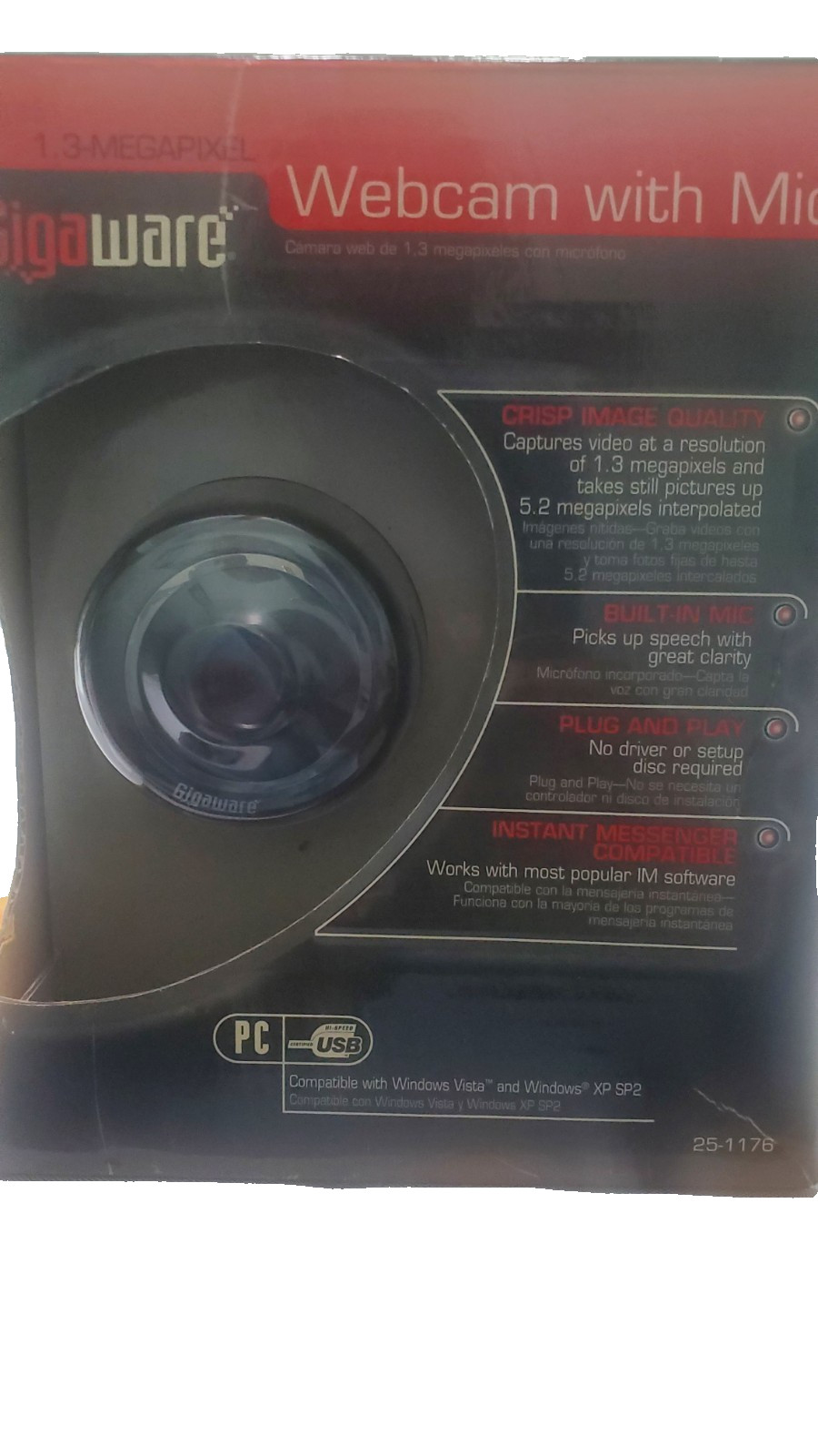 New/ Sealed Gigaware Webcam with Mic Camera  1.3 Megapixel UPC# 04029393227
