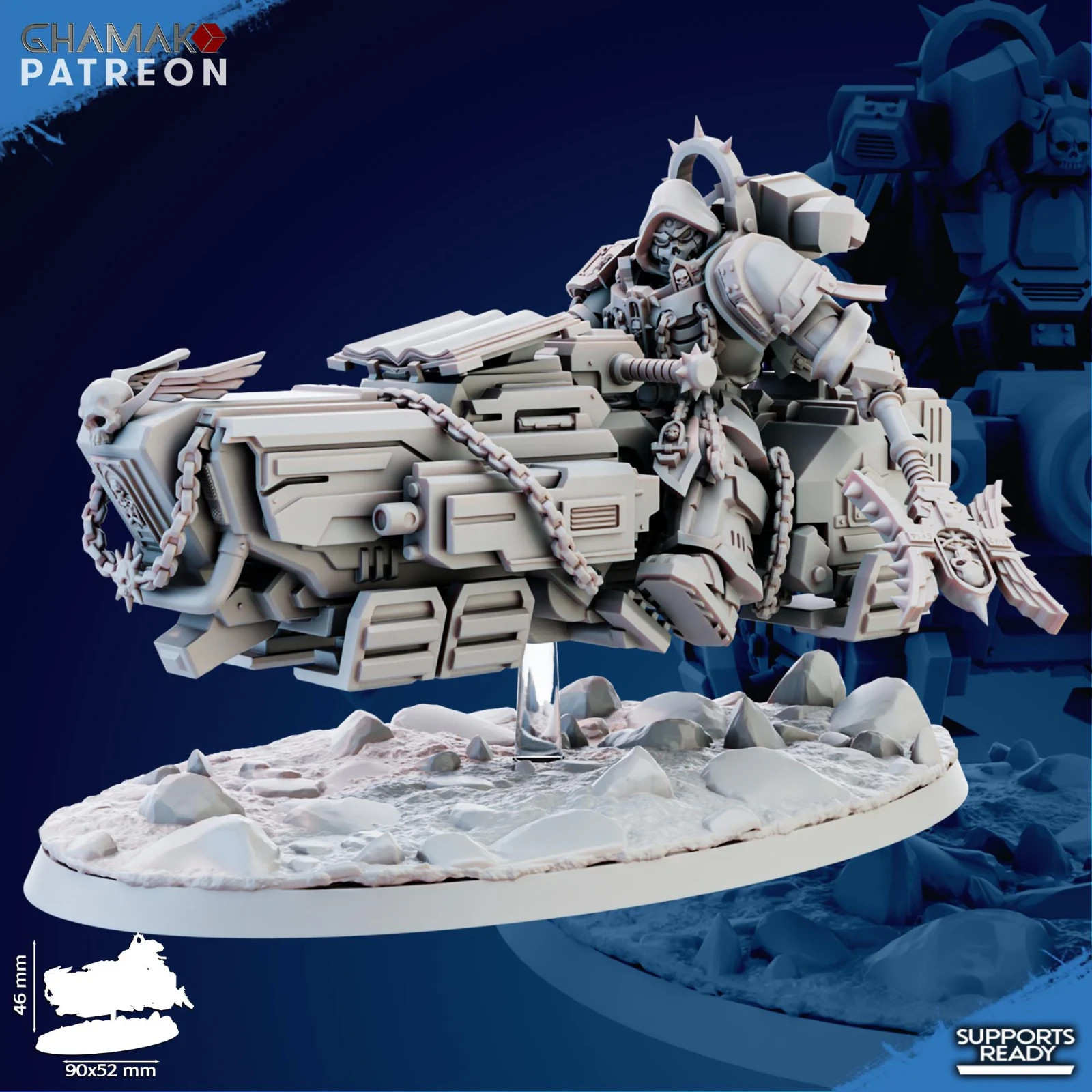 Pontifex of war on A-Gav Bike - Tabletop Proxy Marines Sci Fi 3D Printed Mini