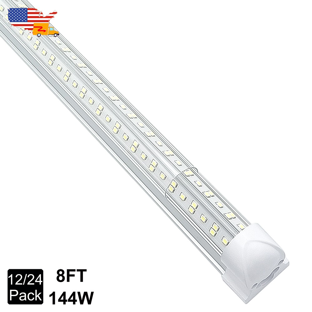 8' Led Shop Light Fixture Linkable V Shaped T8 Led Tube Light 144W 18000Lm 6500K