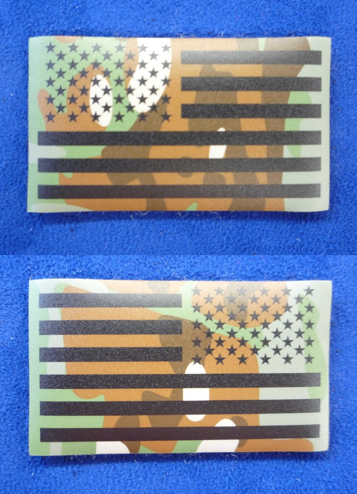 USA FLAG SET BLACK ON CAMO PCX PATCH PAIR 3.5"x2" W/VELCRO® BRAND FASTENER