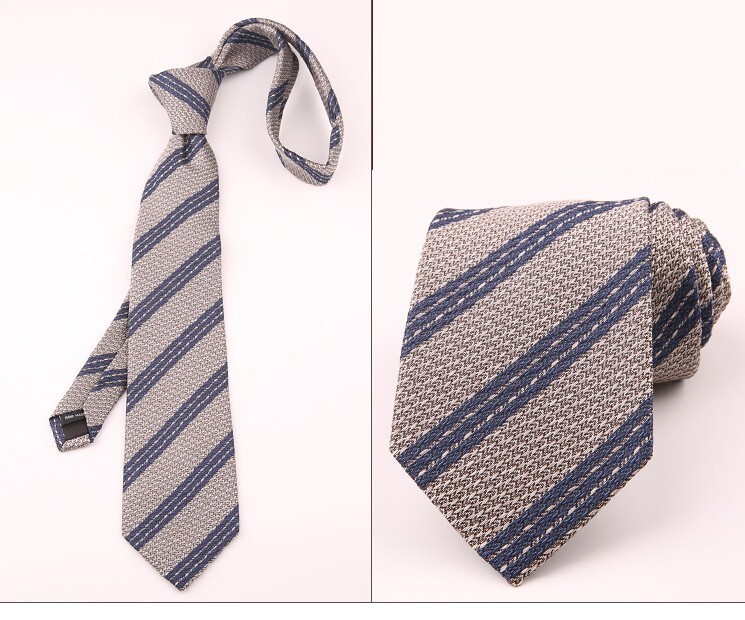 New Classic Striped Gray Blue JACQUARD WOVEN 100% Silk Men's Necktie Tie