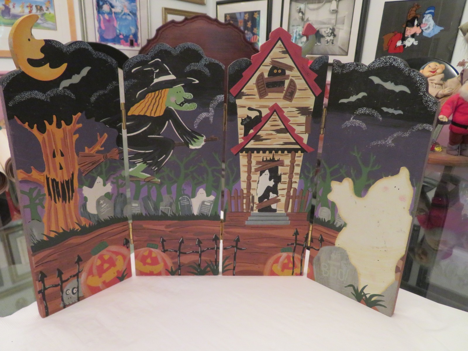 Halloween Backdrop 4 Panel 10" X 14" Wood Painted Standup