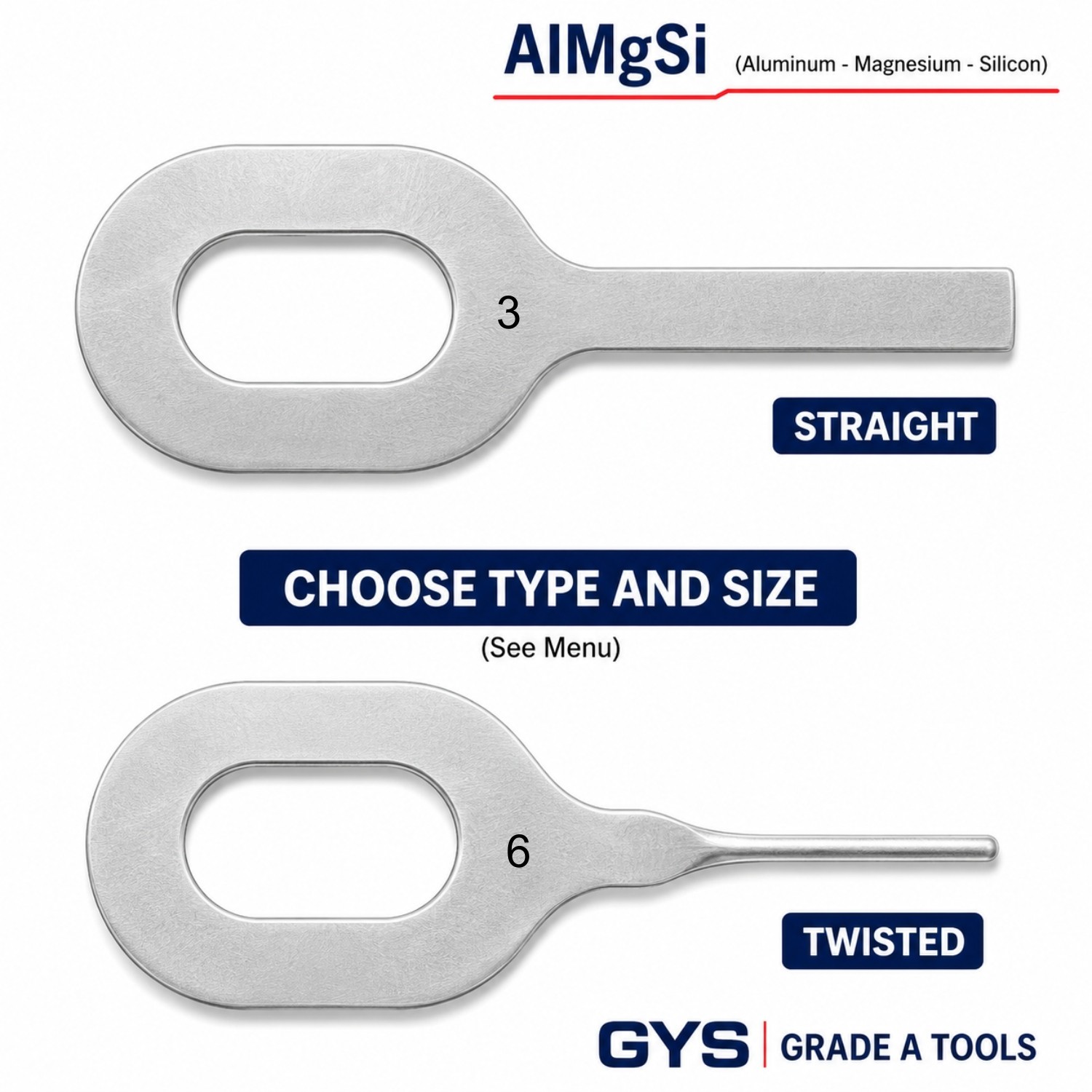 AlMgSi Aluminum - Silicon Dent Pulling Rings Keys - Straight & Twisted