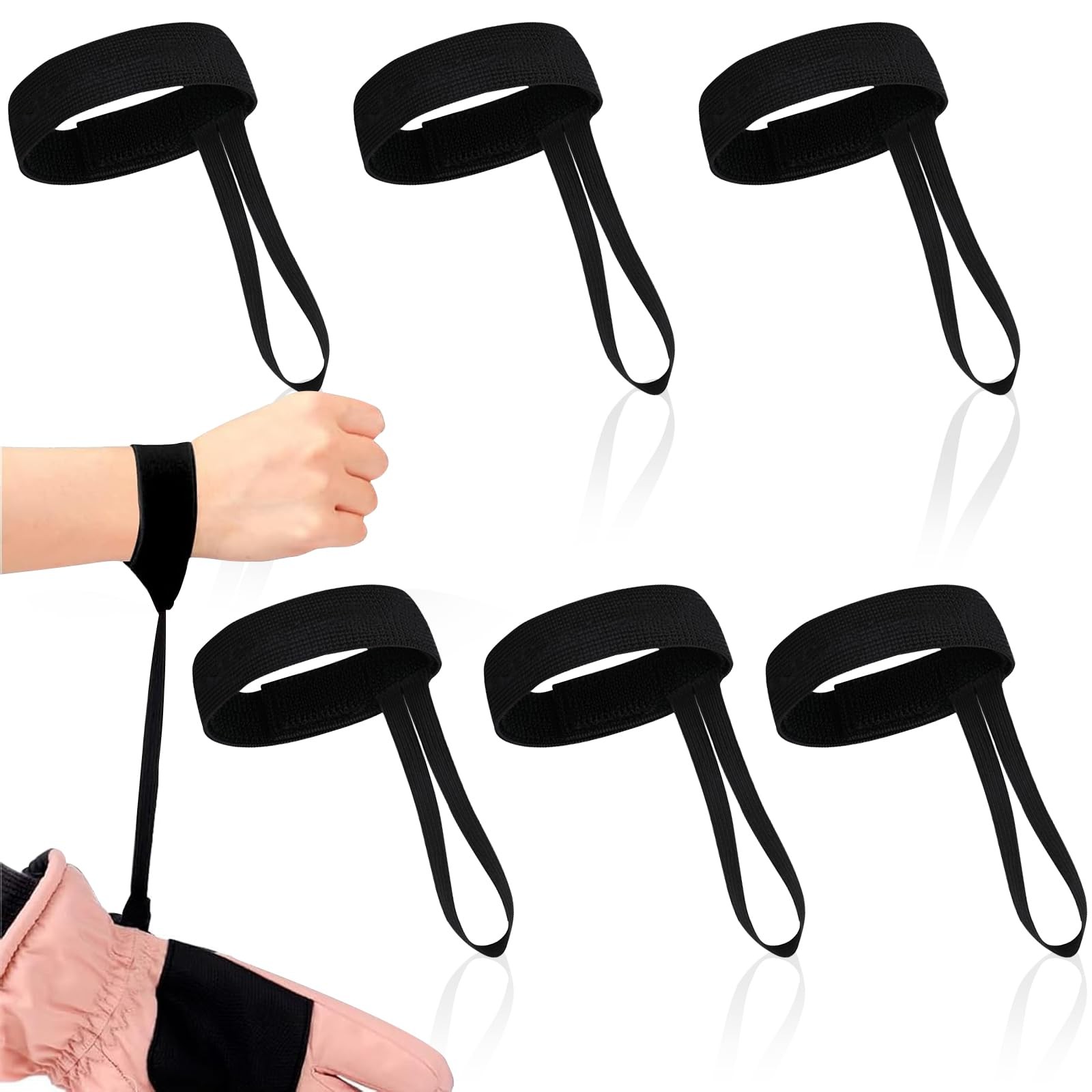6 PCS Ski Glove Leash, Anti-Lost Adjustable Ski Glove Wrist Straps, Durable
