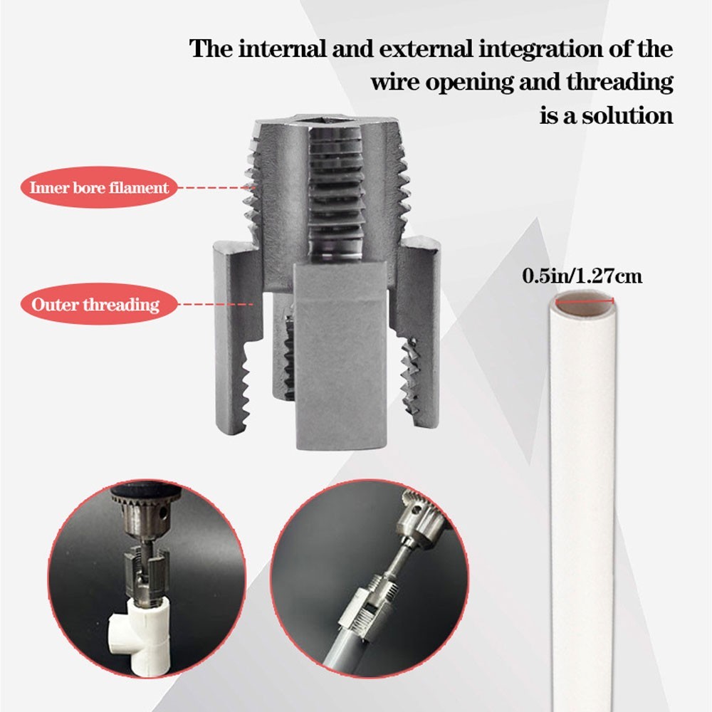 2pcs Integrated Internal & External Pipe Threading-Tool, PVC Pipe Threader Kit ~