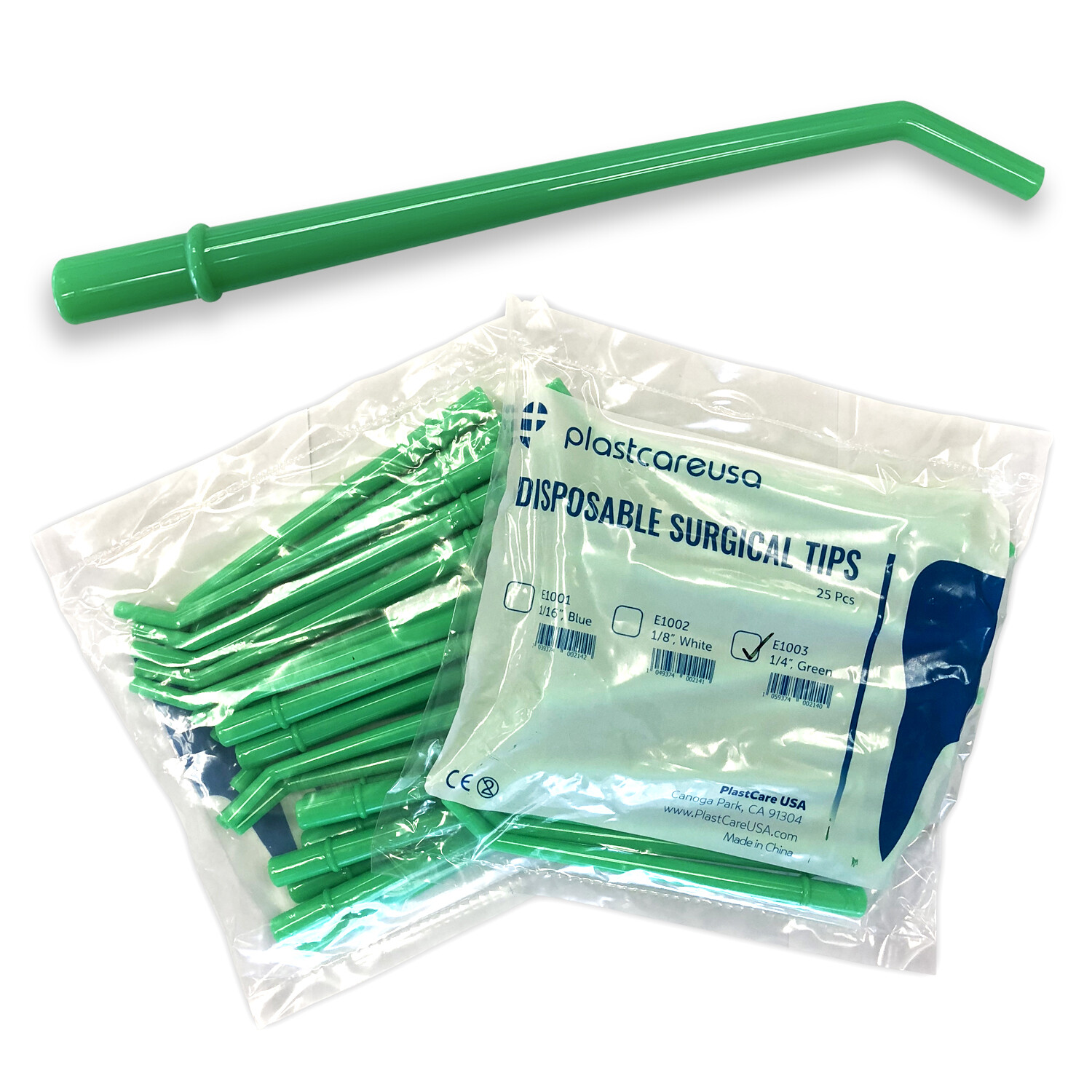 Green Surgical Aspirator Tips Large size 1/4" Dental Suction Tip (Choose Qty)