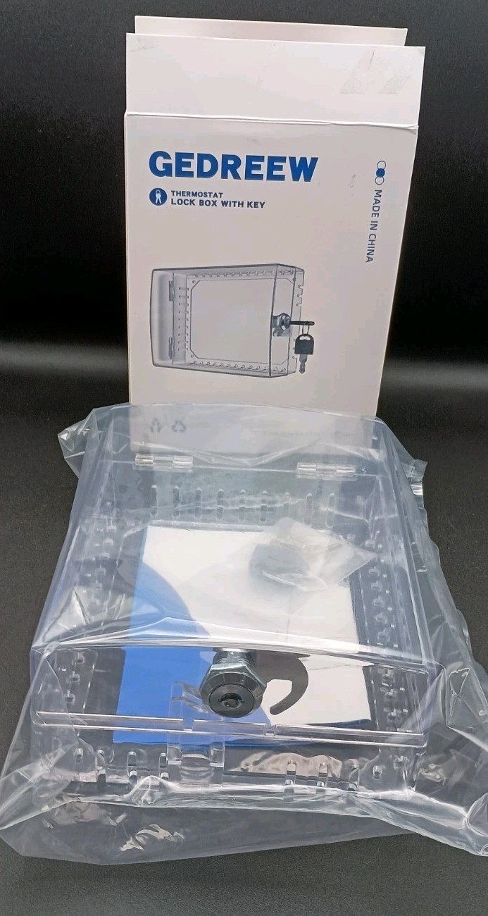 Gedreew Thermostat Lock Box with Keys and Hardware Clear Large Thermostat
