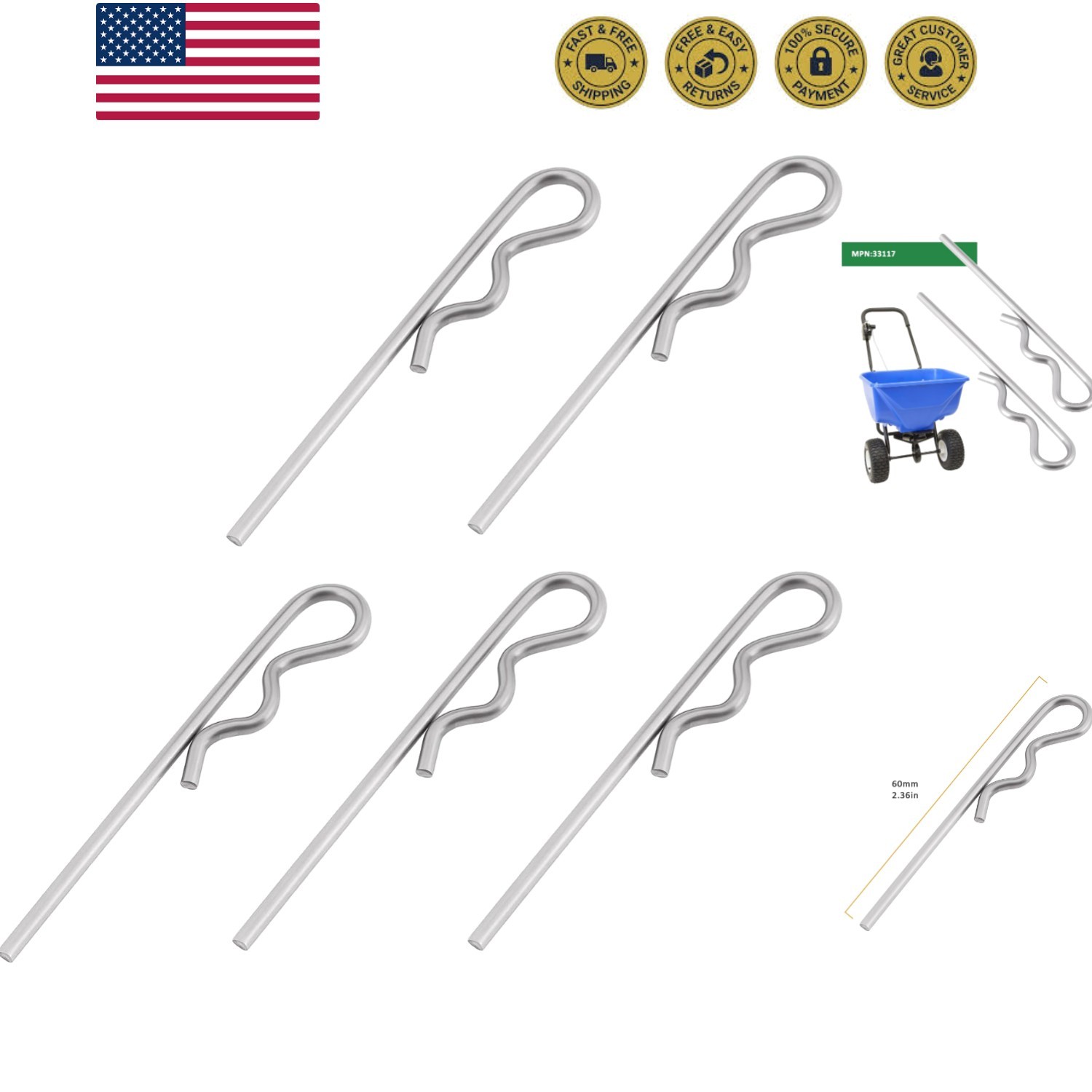 5pcs Agitator Replacement Compatible with Earthway Spreaders 2040P 2050P 2130...