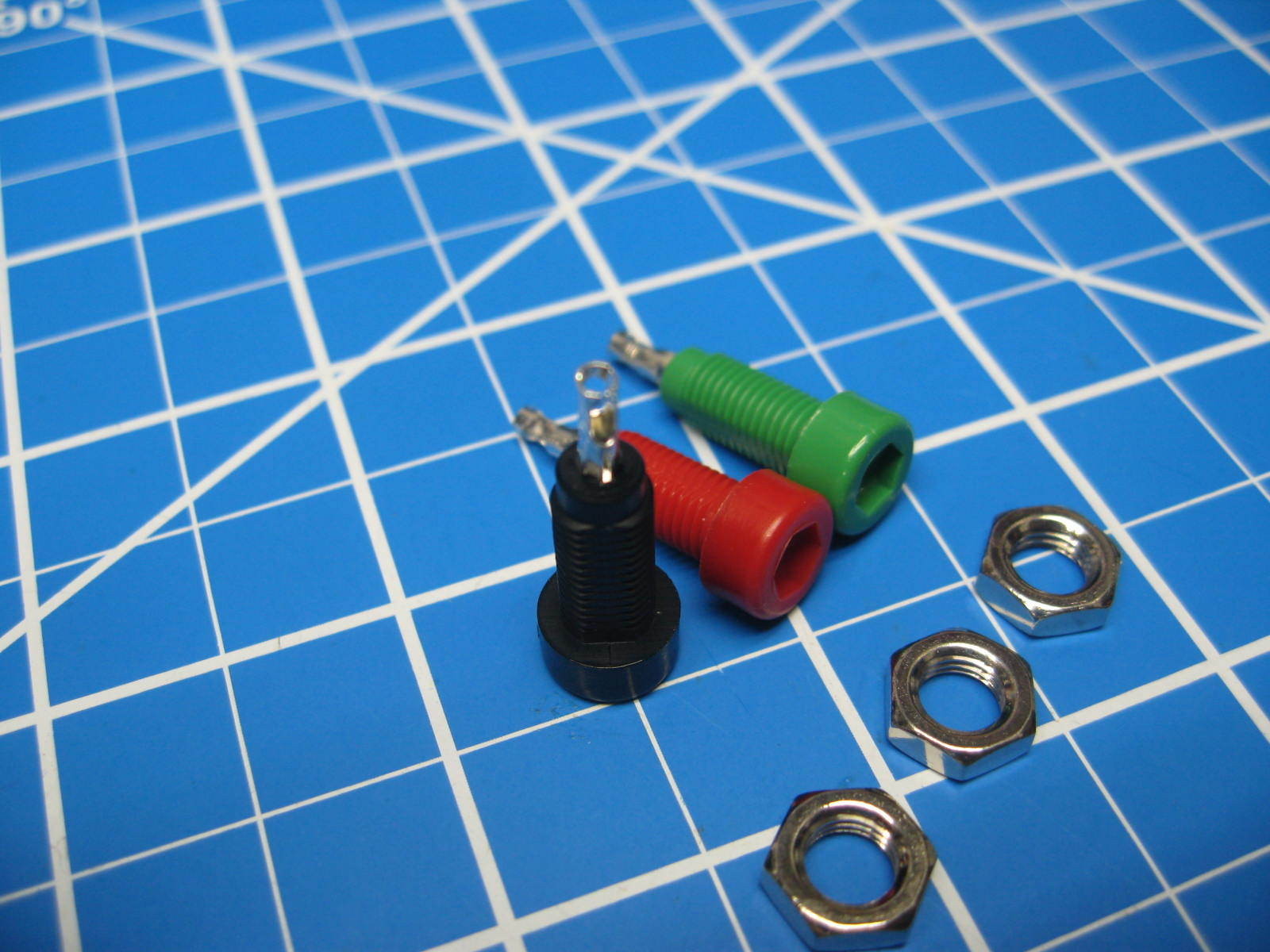 Johnson Cinch - Pin Tip Jack - Surface Mount - .080"/2mm 3pc Red/Black/Green
