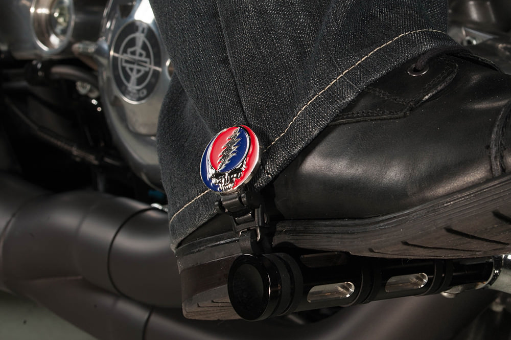 4" Dead Skull Biker Boot Stirrups