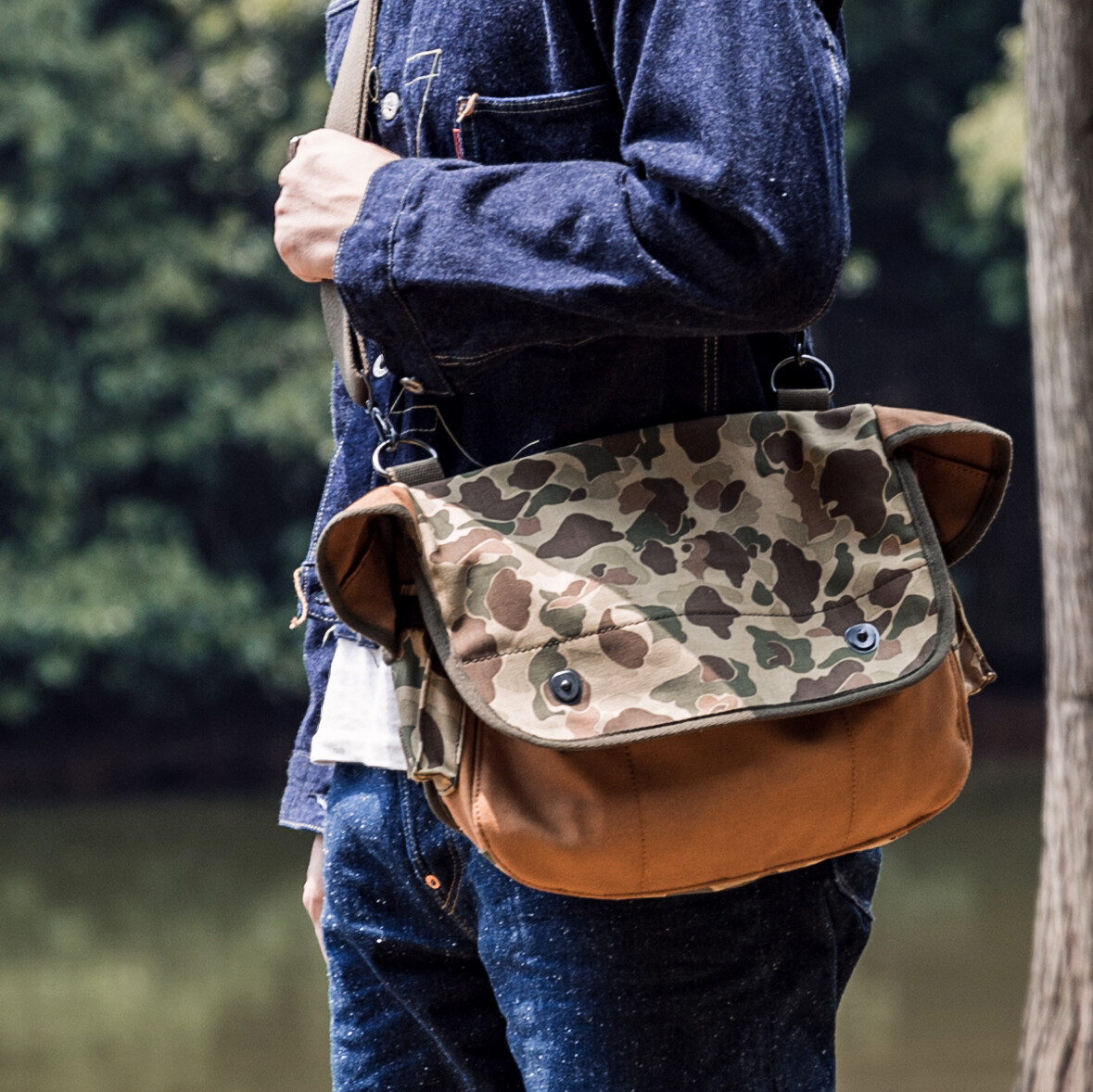 BRONSON Outdoor Duck Hunting Camo Fishing Bag Army Canvas Shoulder Bag Crossbody