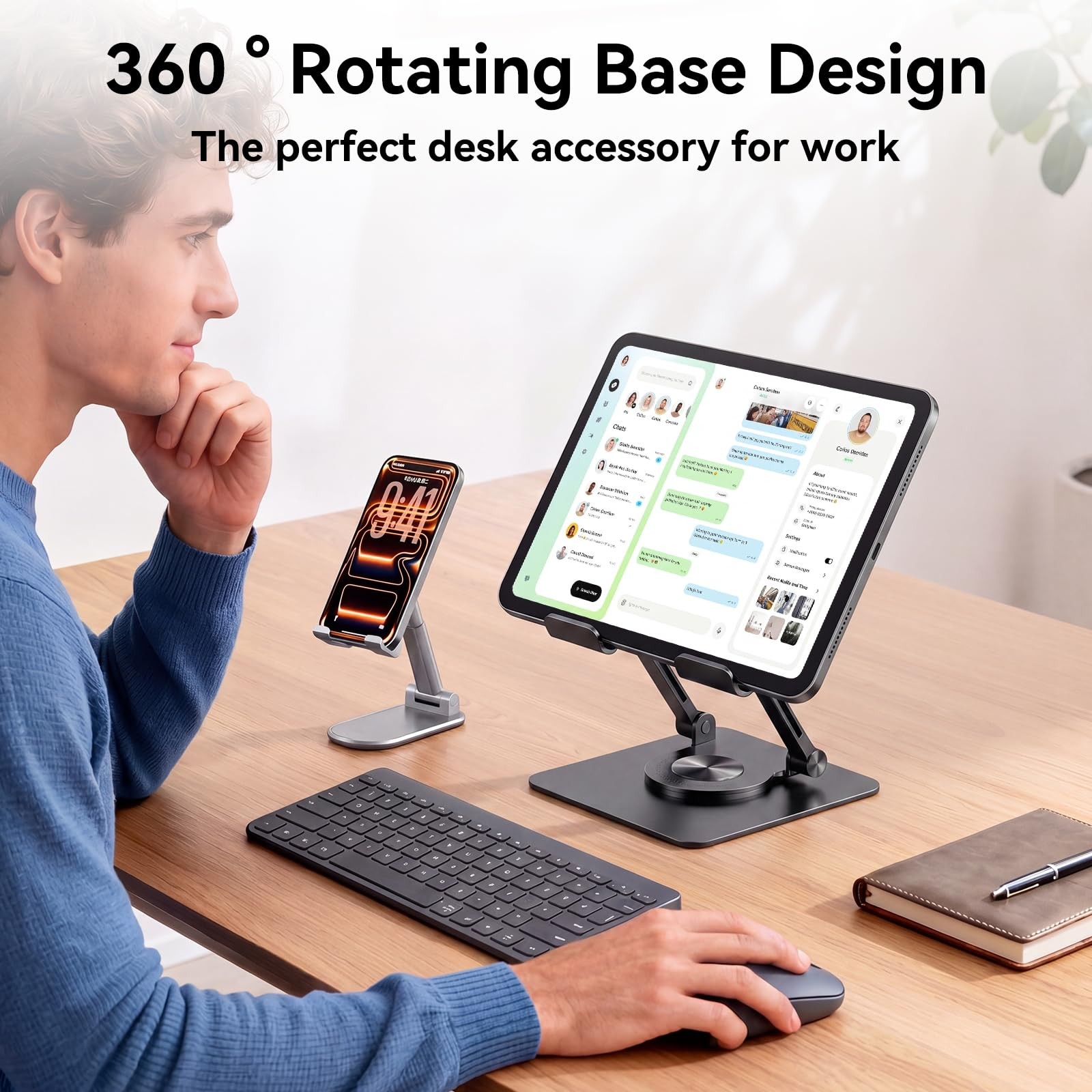 Tablet Stand for Desk, 360° Rotating Adjustable Tablet Holder for 4-13" Table...