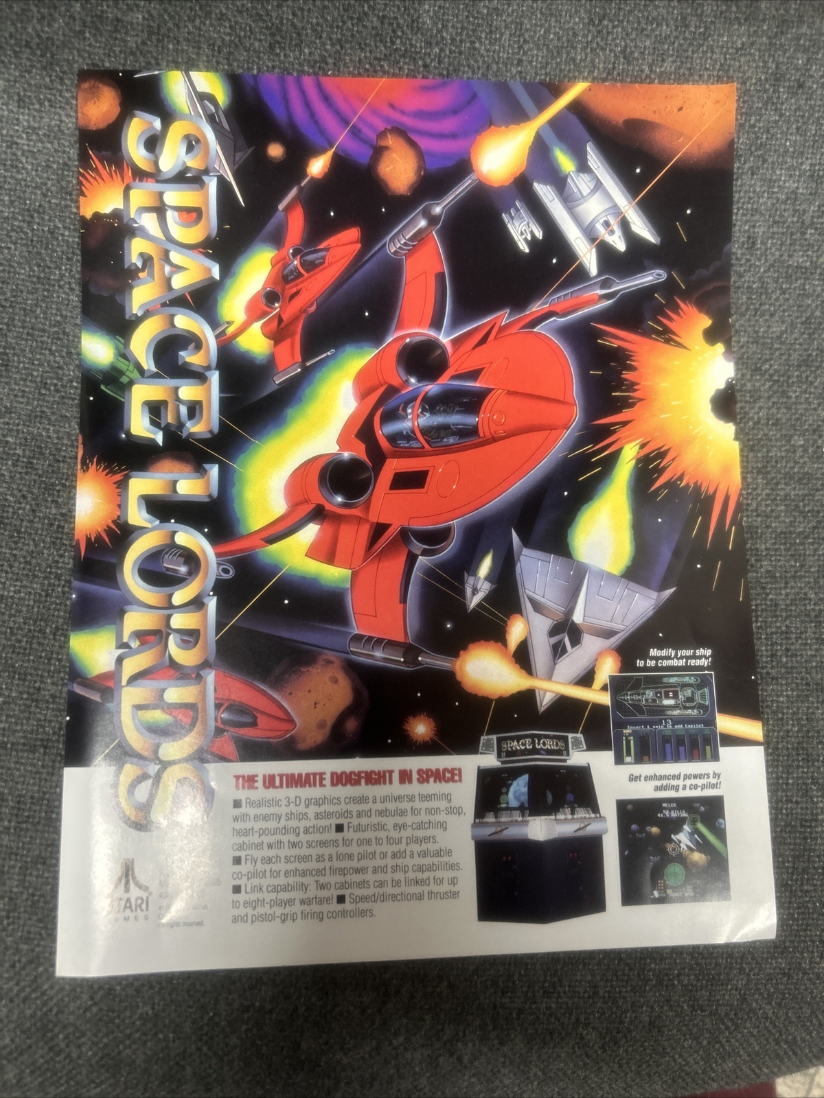 Atari  SPACE LORDS Arcade Video Game flyer - original