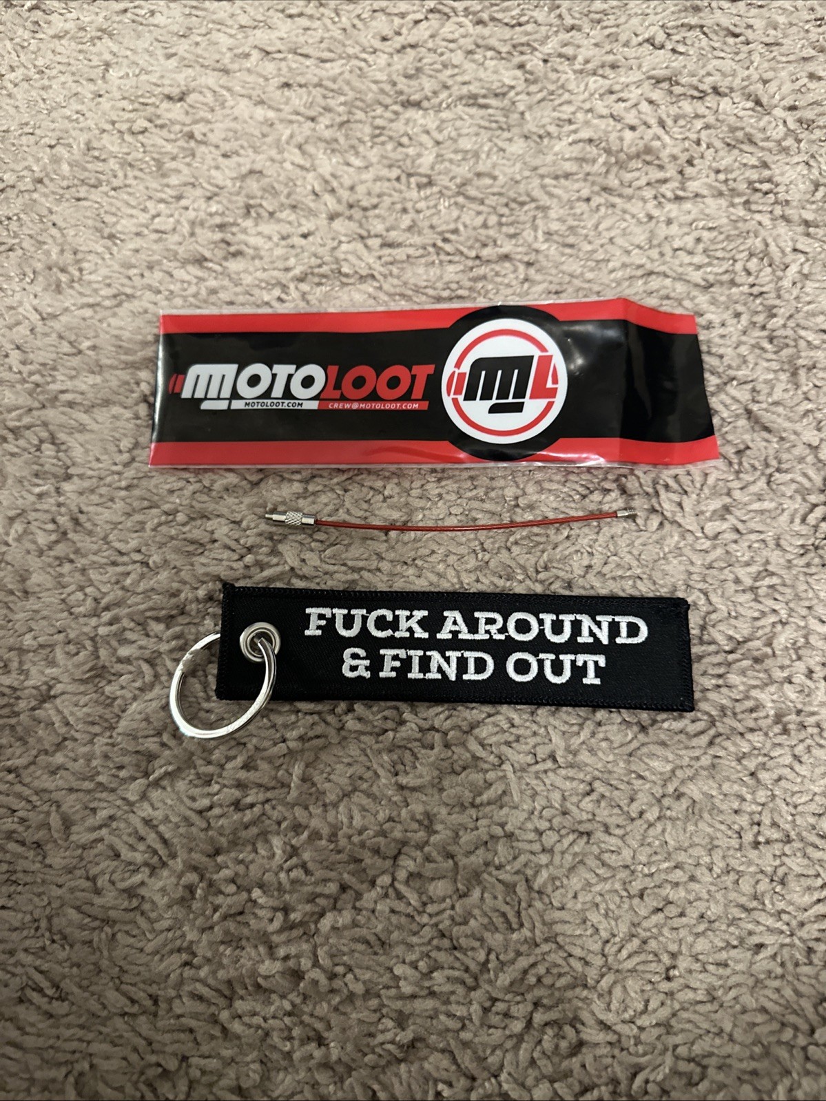 NIP Black/White MOTOLOOT " F! Around & Find Out” Key Tag Keychain