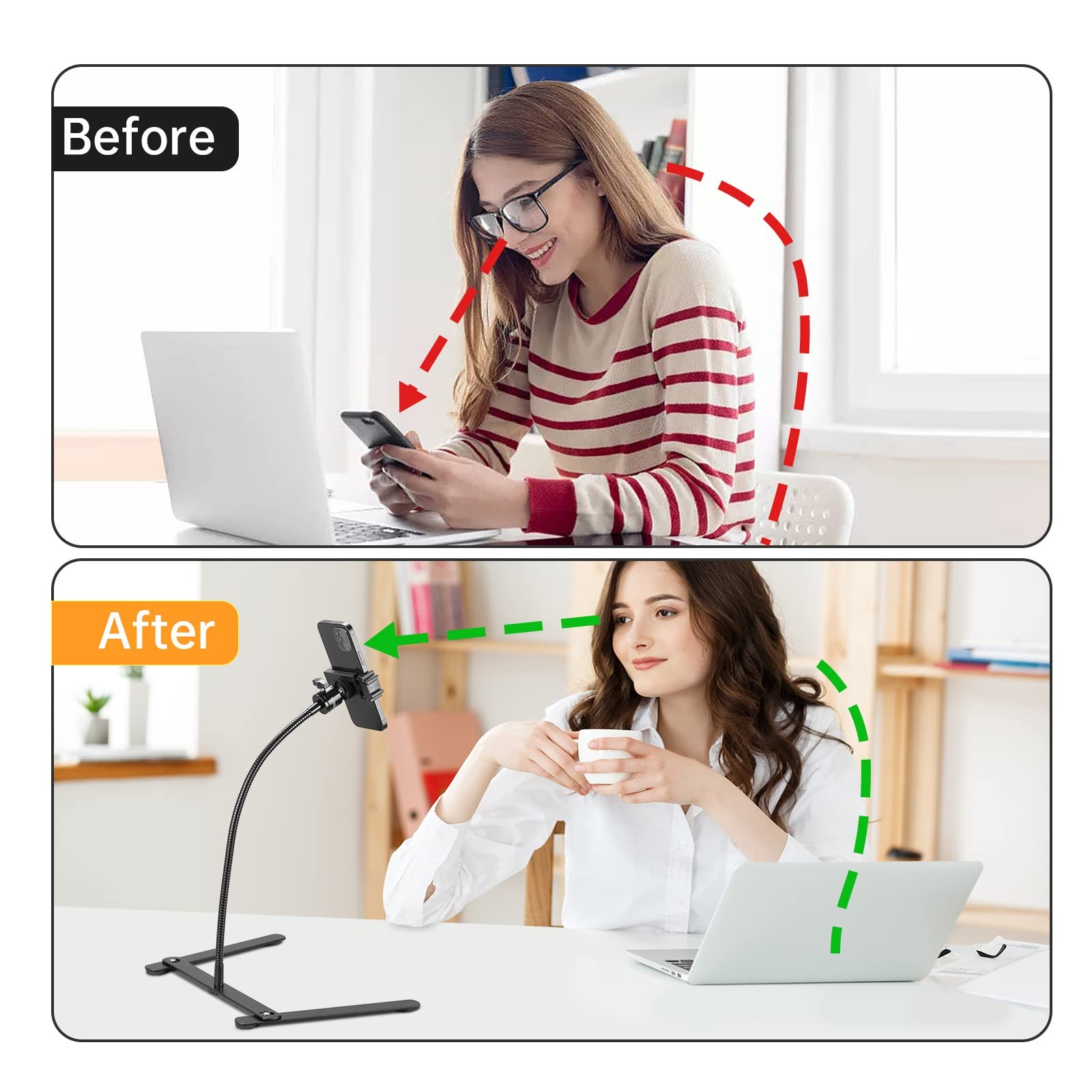 Phone Stand for Recording, Phone Tripod Adjustable and Solid, Overhead Phone ...
