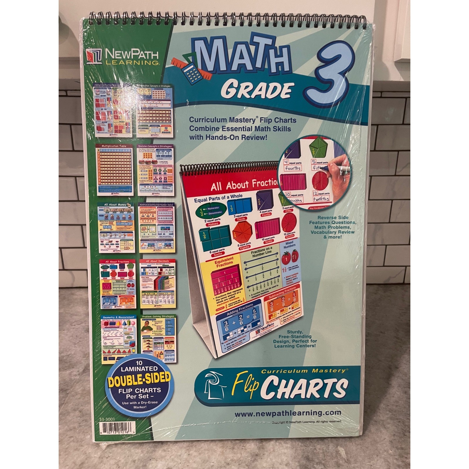 NewPath Learning Math Flip Chart Grade 3 Multicolor Curriculum Mastery 33-3001