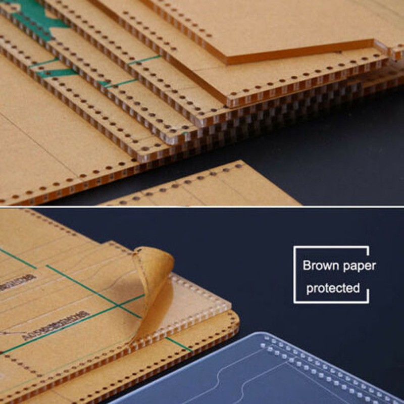 8pcs Leather Craft Acrylic Bag Wallet Corner Decoration Pattern Stencil Temp~MC