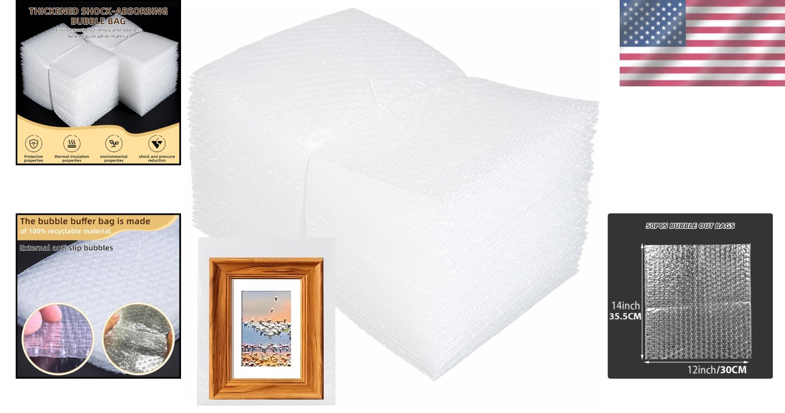 Protective Bubble Wrap Pouches, 50 Pack 12x14'' - Easy & Cost-Effective Shipping