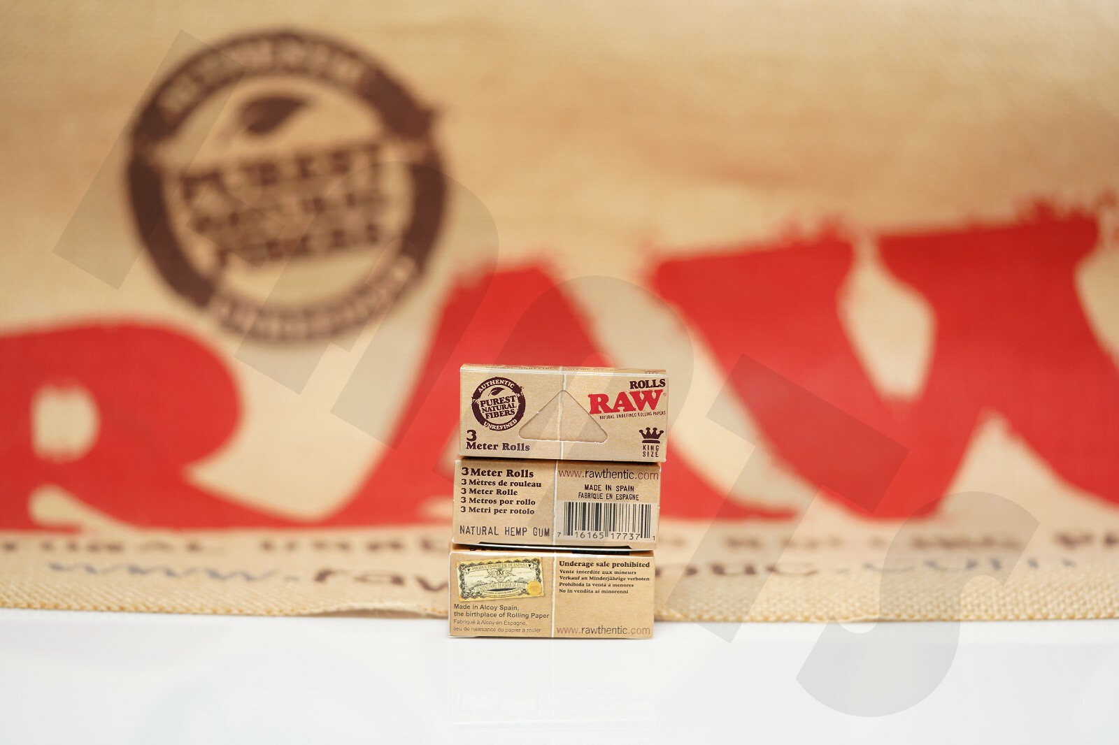 Lots of 3 (3 Meters Each) AUTHENTIC Raw King Size Rolls Cigarette Rolling Paper