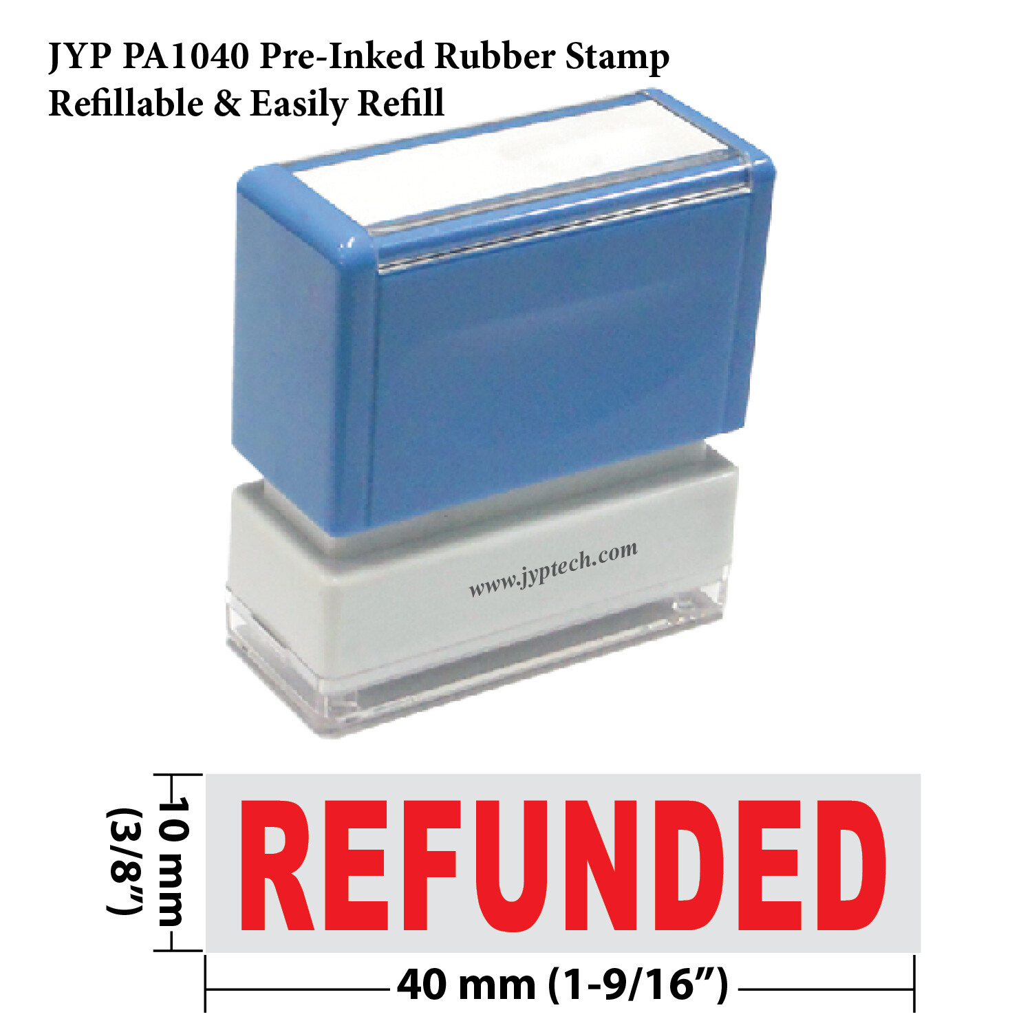 Refunded - JYP PA1040 Pre-Inked Rubber Stamp (Red Ink)