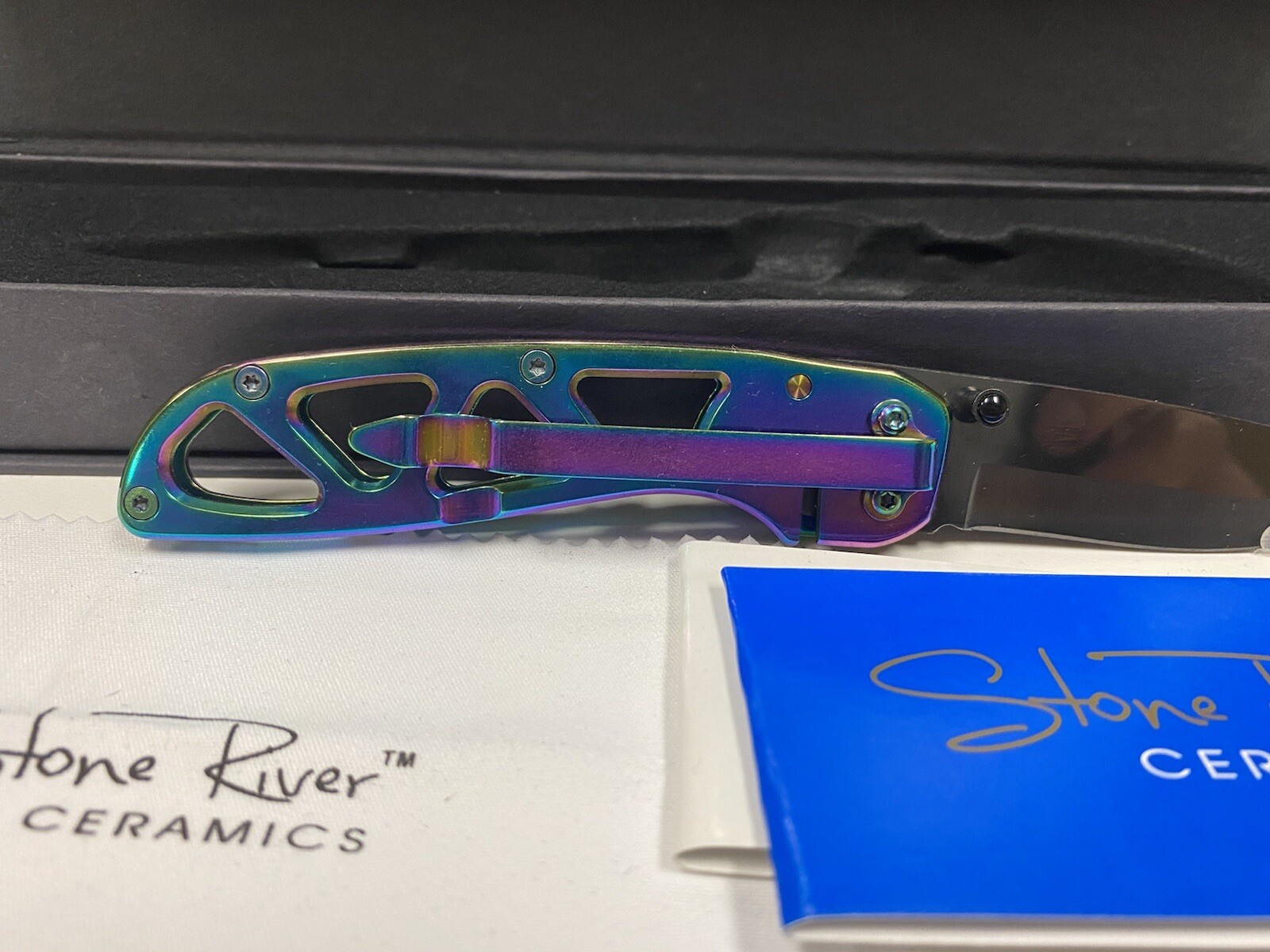 New Stone River Gear SRG5RTB Ceramic Folding Knife w Titanium Coated Handle