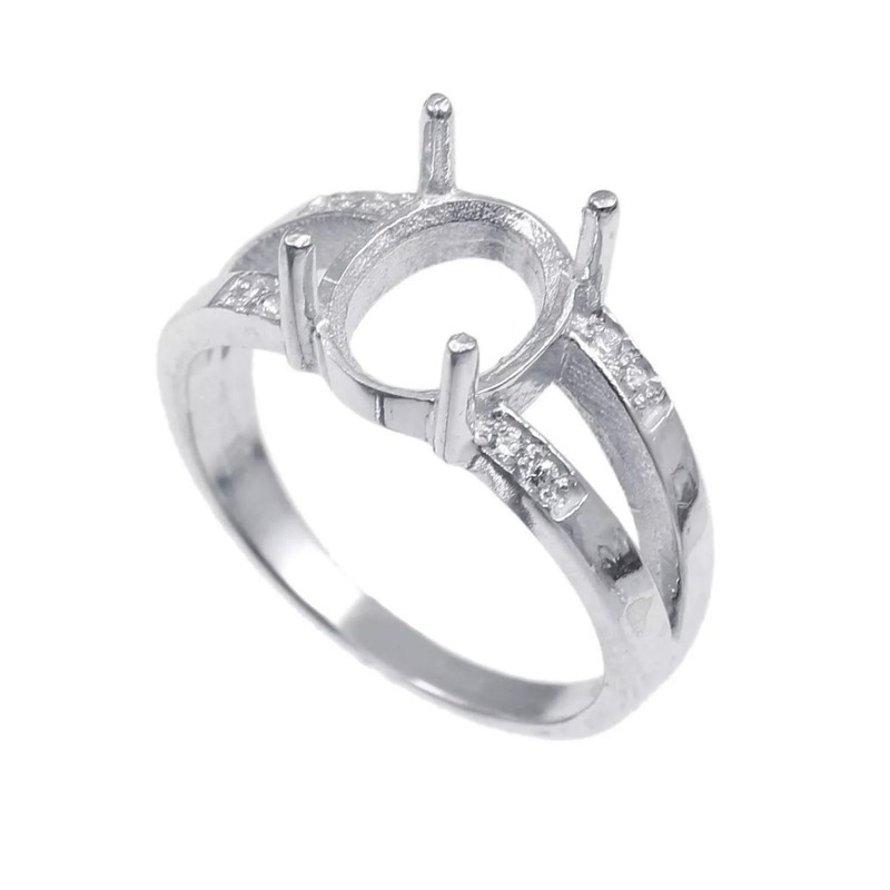 Semi Mount Ring Gemstone Setting Size 10X8 MM Oval Shape 925 Sterling Silver