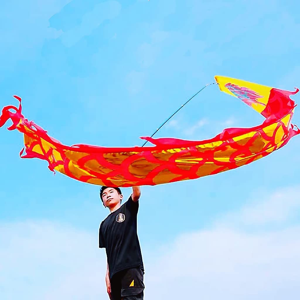 DSJUGGLING 3 Meters (9.8 FT) Golden Scale Dragon Poi, Outdoor Flinging Fitnes...