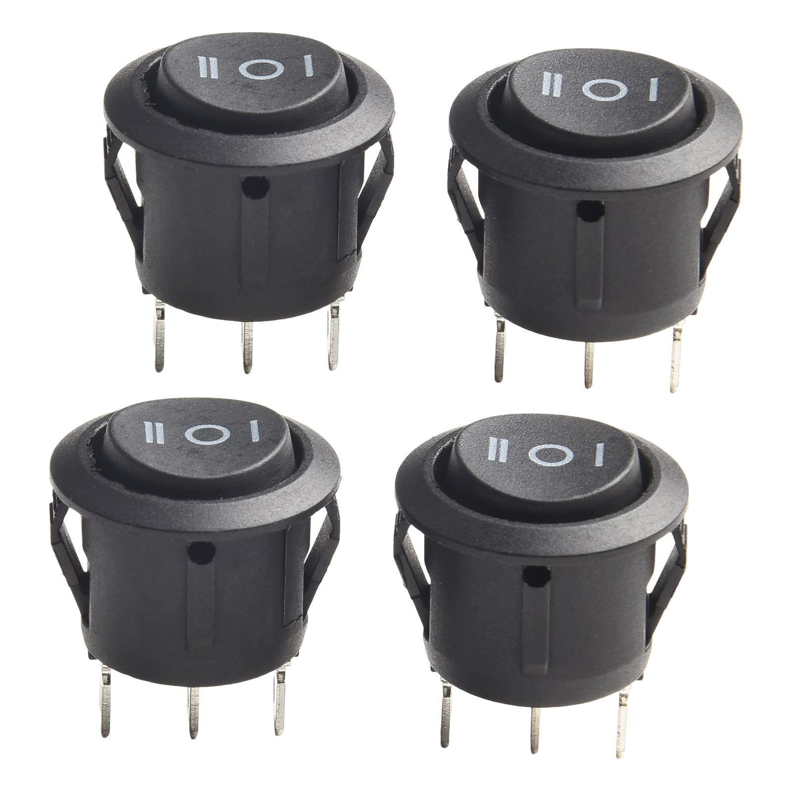 High Performance 4Pcs Momentary Boat Rocker Switch 3 Pin 3 Position Black