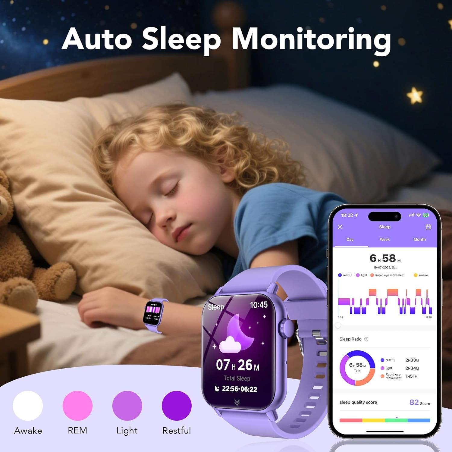 Kids Smart Watch with HD Touch Screen, IP68 Waterproof, Smart Watch for Kids wit