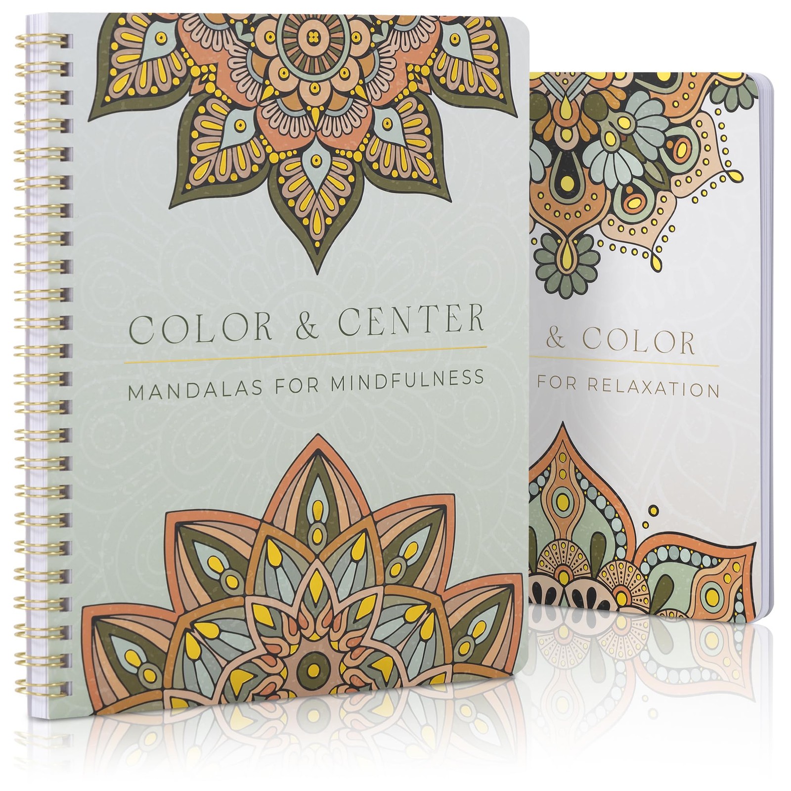 Beautiful Adult Coloring Book Set of 2 for Relaxation - Mandala Coloring Books w
