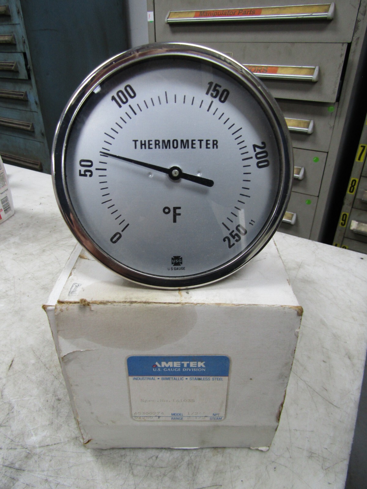 💥NEW AMETEK U.S GAUGE 0-250 PSI THERMOMETER 1/2" NPT 2-1/2" STEM