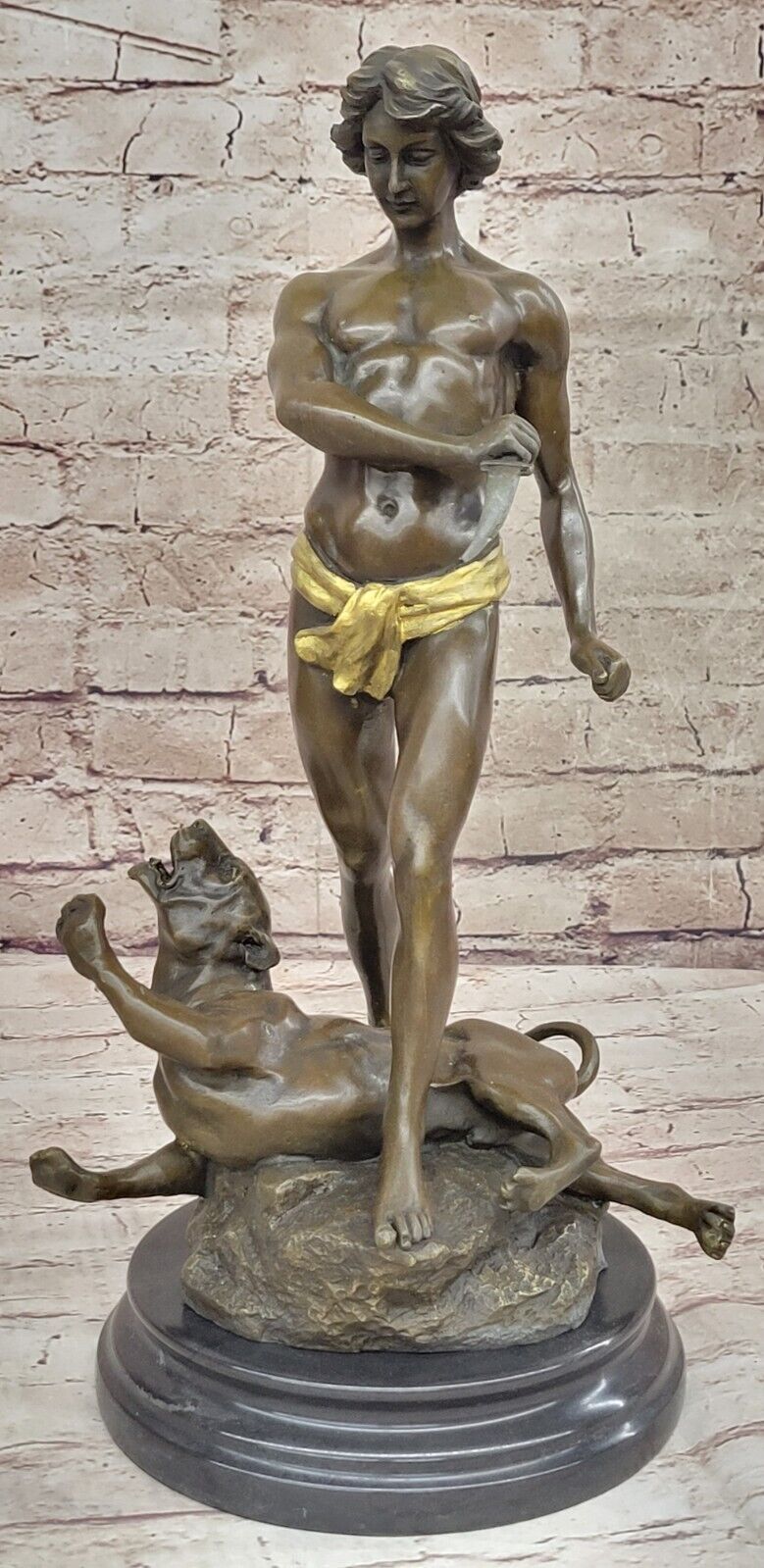 The Lion Slayer Gorgeous French Bronze Sculpture Statue Art Noveau Potet Deal NR