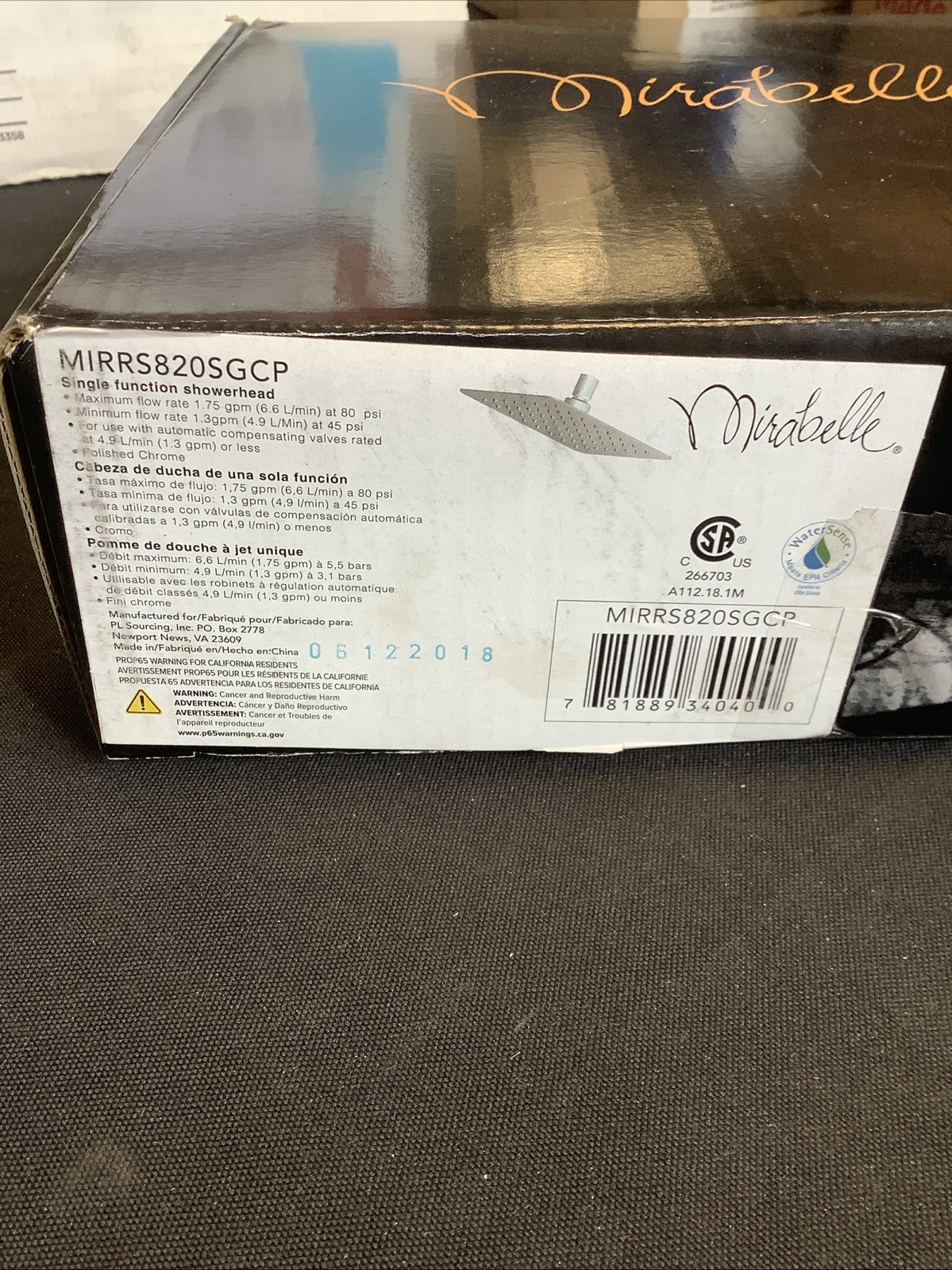 Mirabelle Single Function Square Showerhead. Polished Chrome. MIRRS820SGCP A2