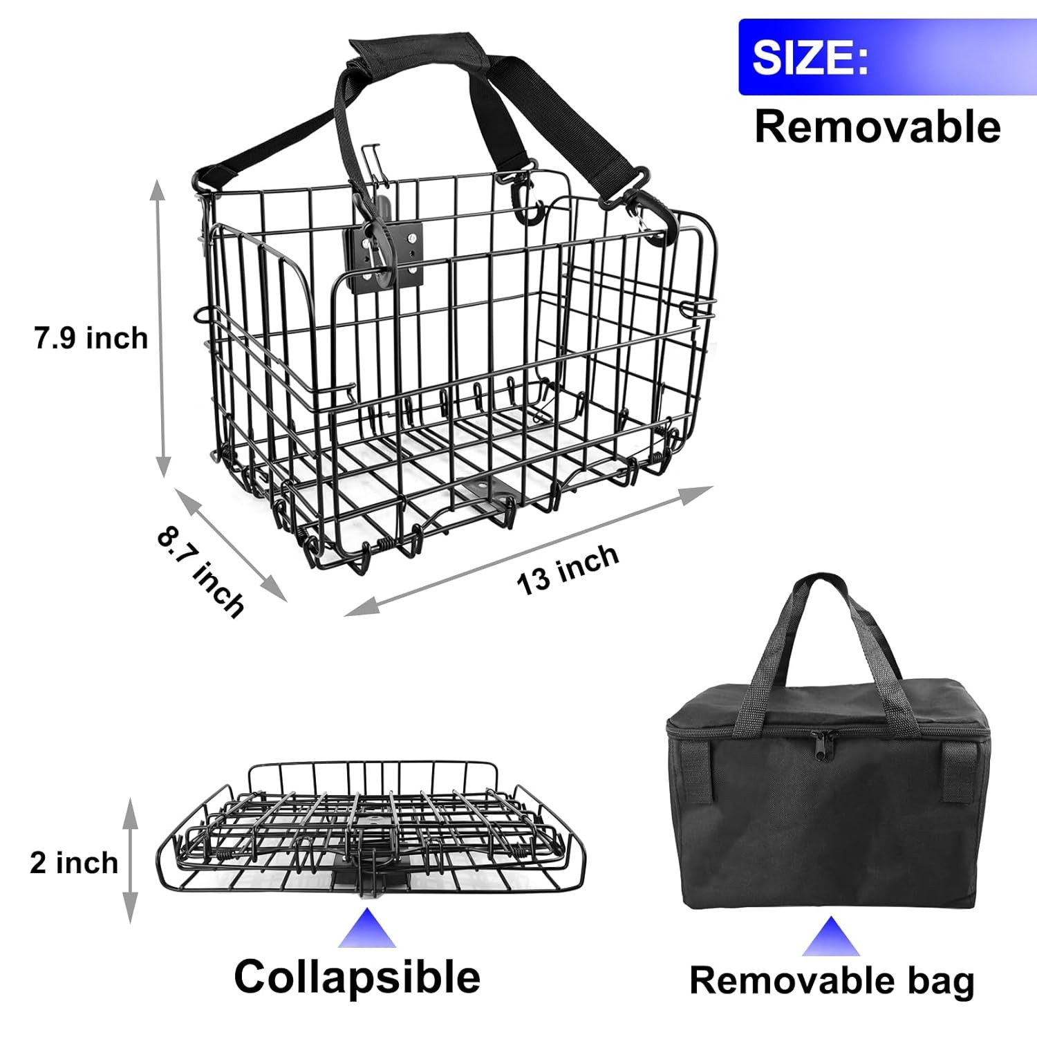 Knee Scooter Basket Accessory Quick Release Removable Cloth Storage Bag