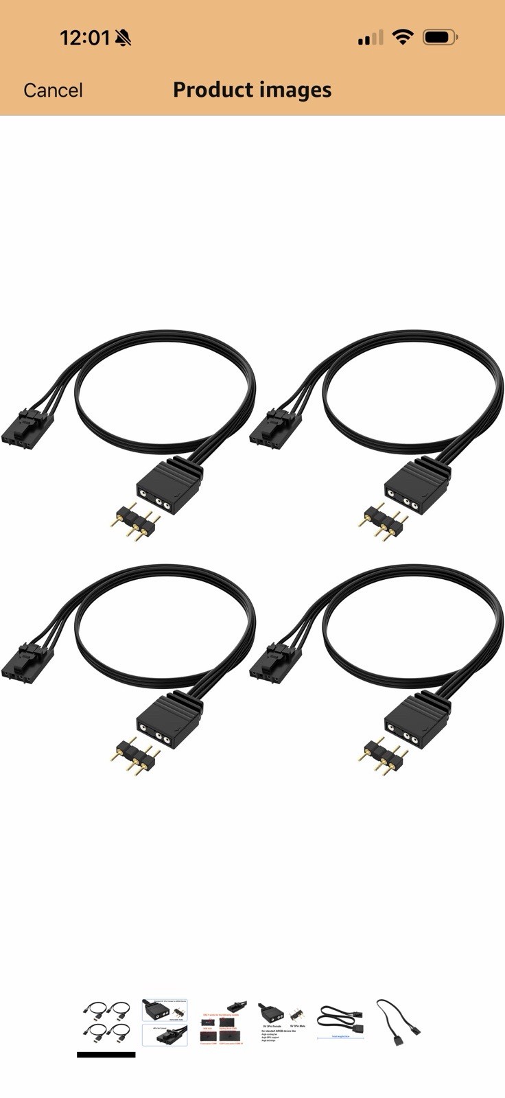 4Pack 4 Pin to 3 Pin RGB Adapter for Corsair RGB HUB, Lighting Node CORE