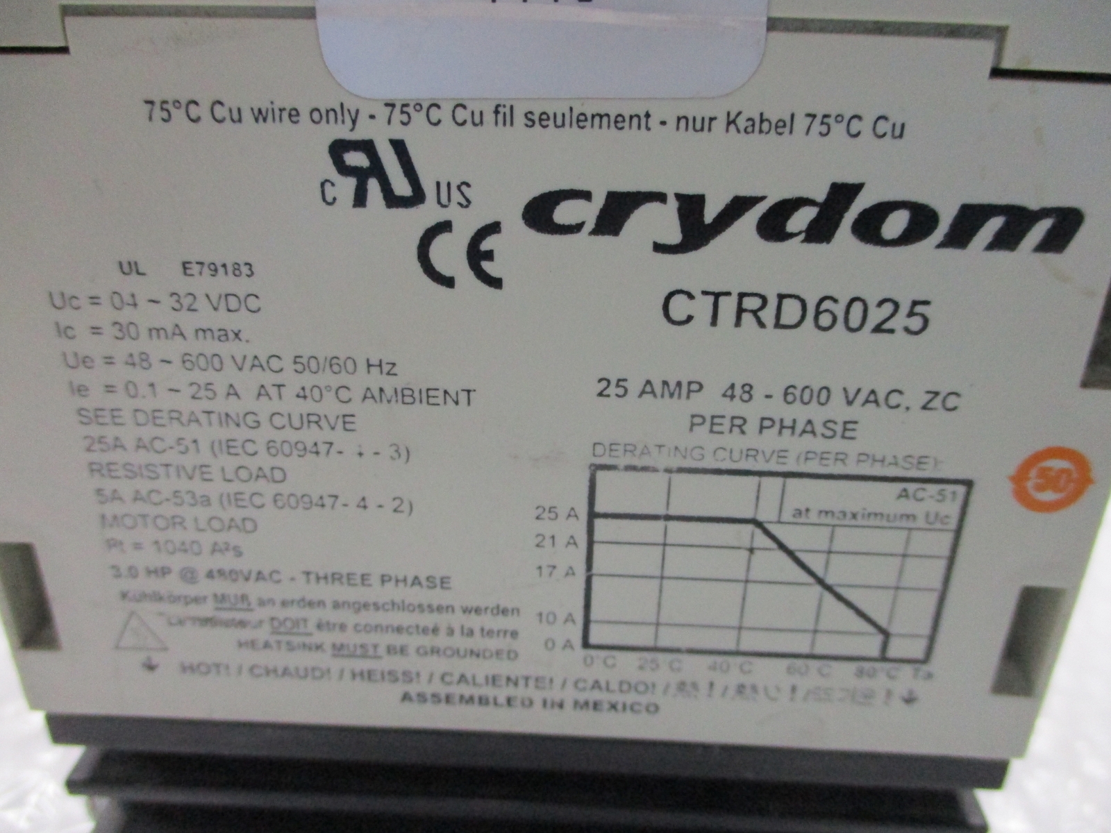 CRYDOM CTRD6025 RELAY NSNP