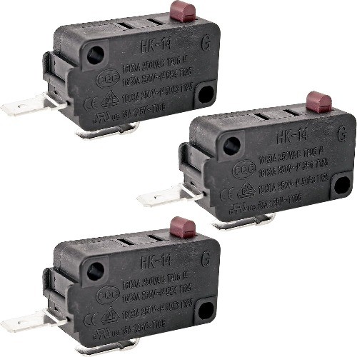 HK 14 Normally Open NO Micro Switch 3 Pack 16A 125 250VAC 2 Pin Air Fryer Door