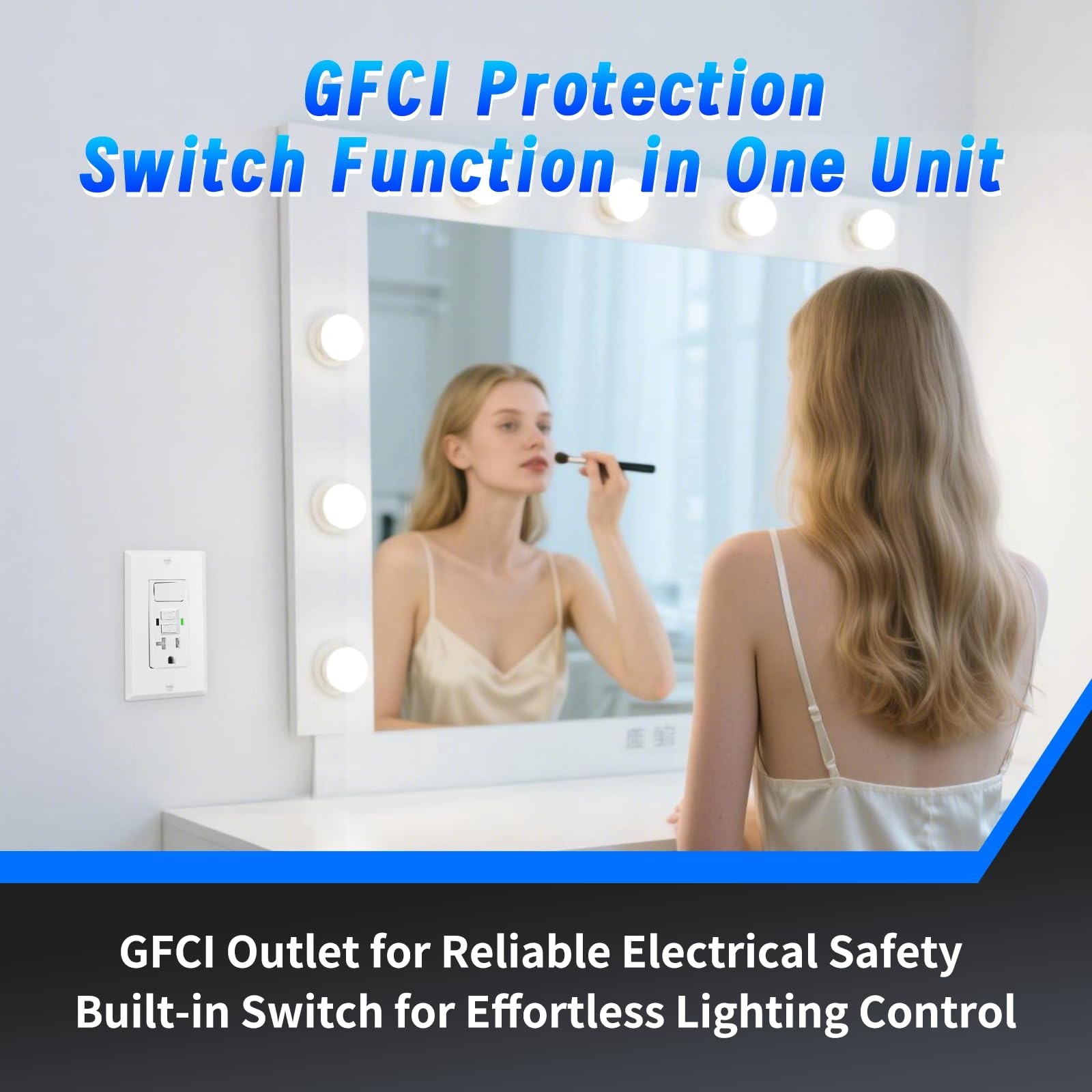 GFCI Outlet with Light Switch, 20 Amp Self-Test GFI Electrical Switch Outlet ...
