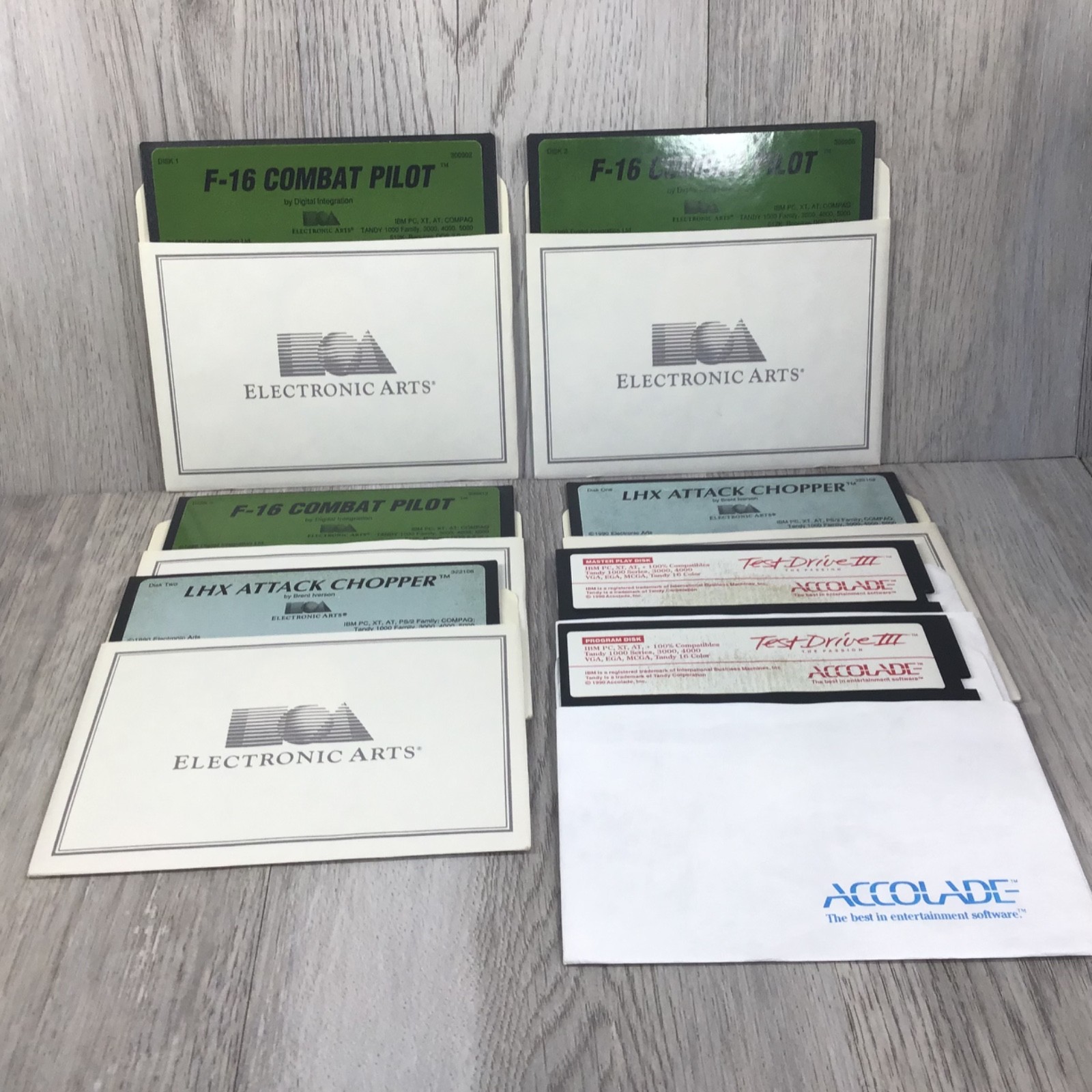 Lot of 3 Vintage Floppy Disk Games- 7 Discs in All; F-16 Combat Pilot LHX Attack