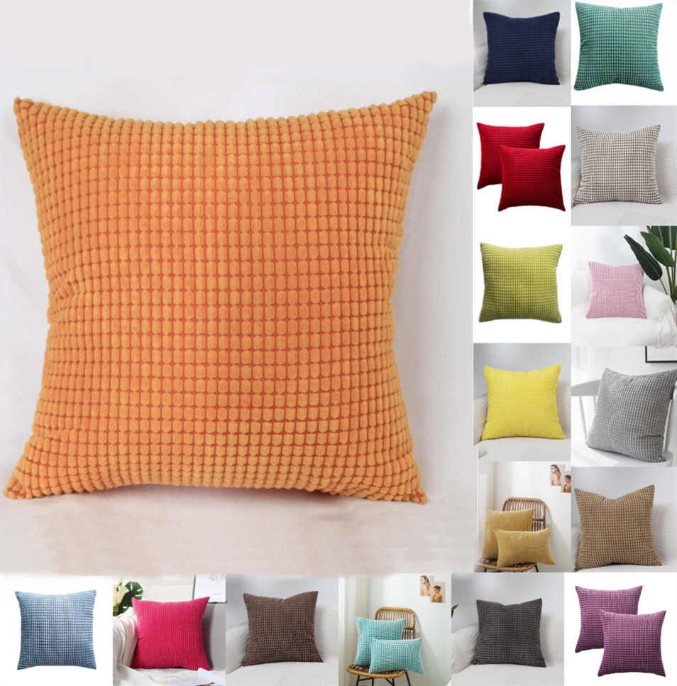 Soft Corduroy Solid Cushion Cover Throw Pillow Cases Home Sofa Bed Decor US