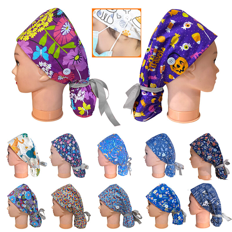 Hat Operation Headgear Printed Butterfly Hat Bandanna Nurse Cap Multi Colors?❥