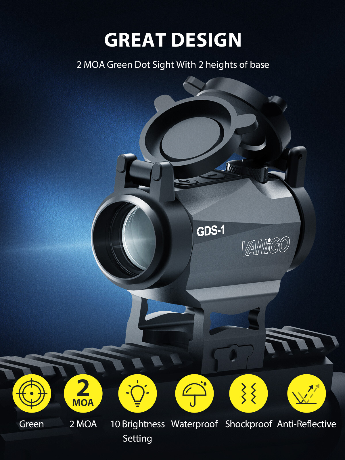 Green Dot Sight 2 MOA 1x20mm Holographic Sight for Picatinny & Weaver Rails