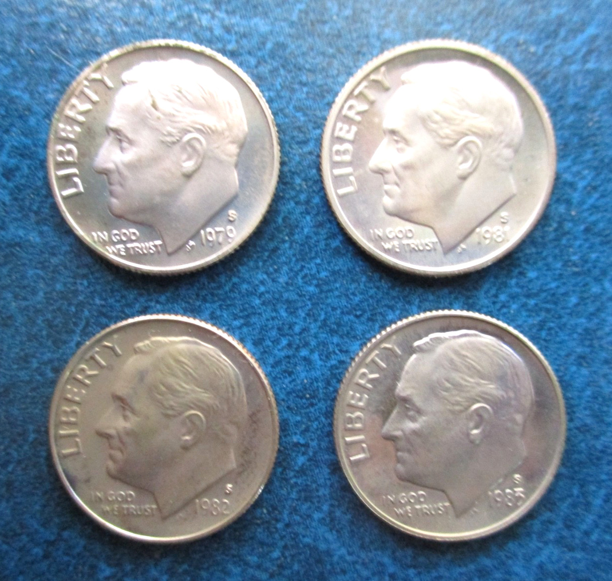 1979-S, 1981-S, 1982-S & 1983-S U.S. ROOSEVELT DIMES (4 COINS)