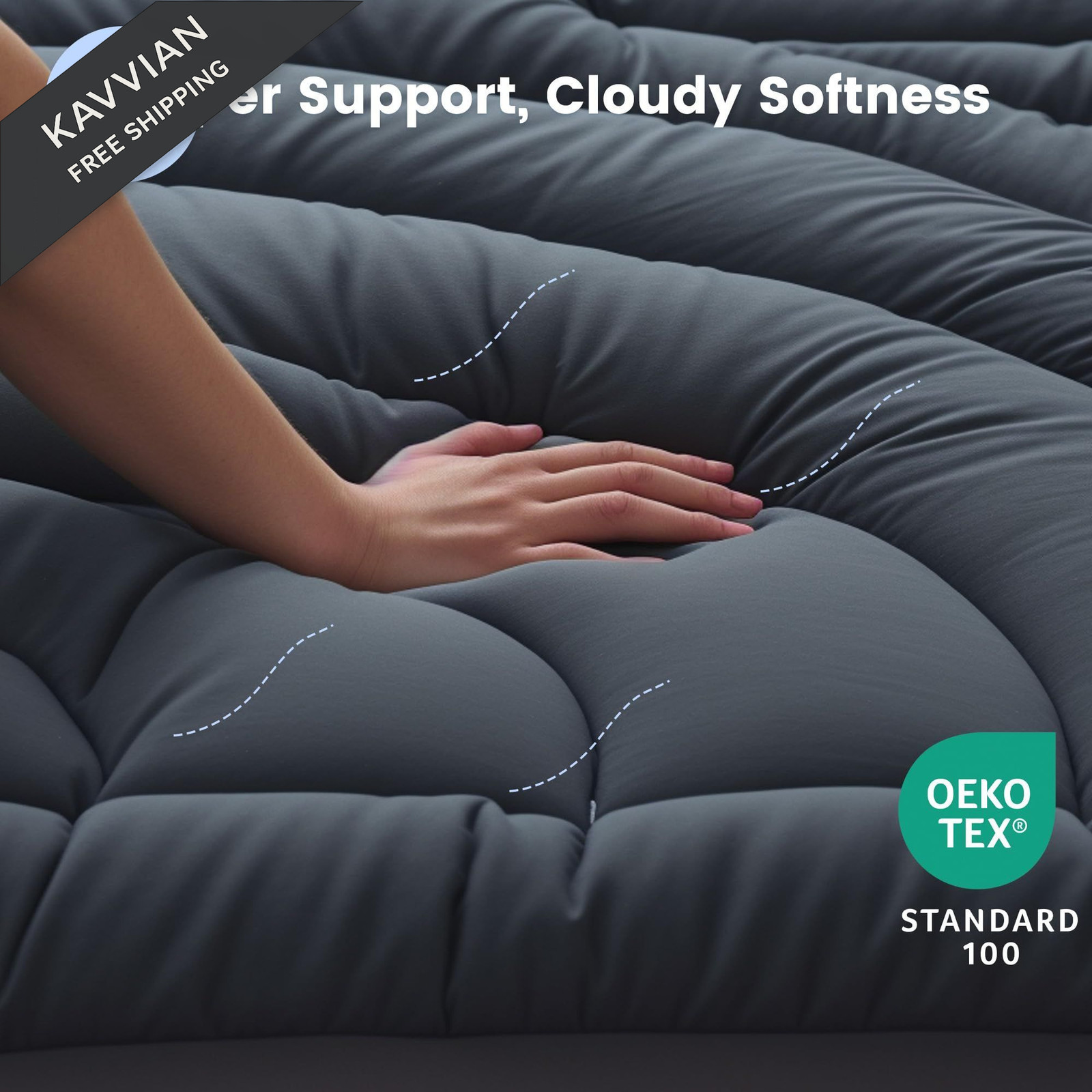Waterproof Mattress Pad Queen, Quilted Fitted Queen Grey