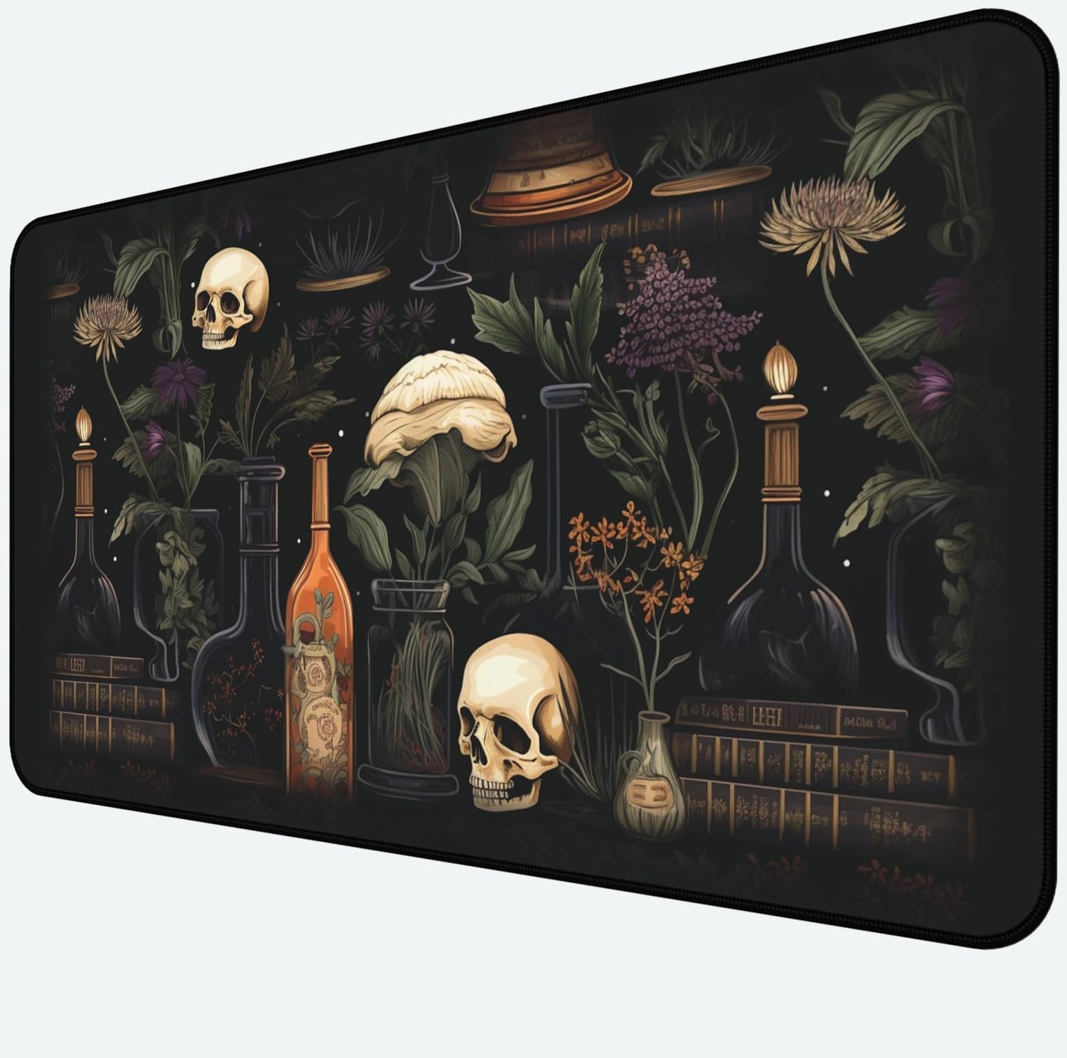 Retro Skull Large Mouse Pad, Gothic Desk Pad XXL, Office Desk Plant Desktop C...