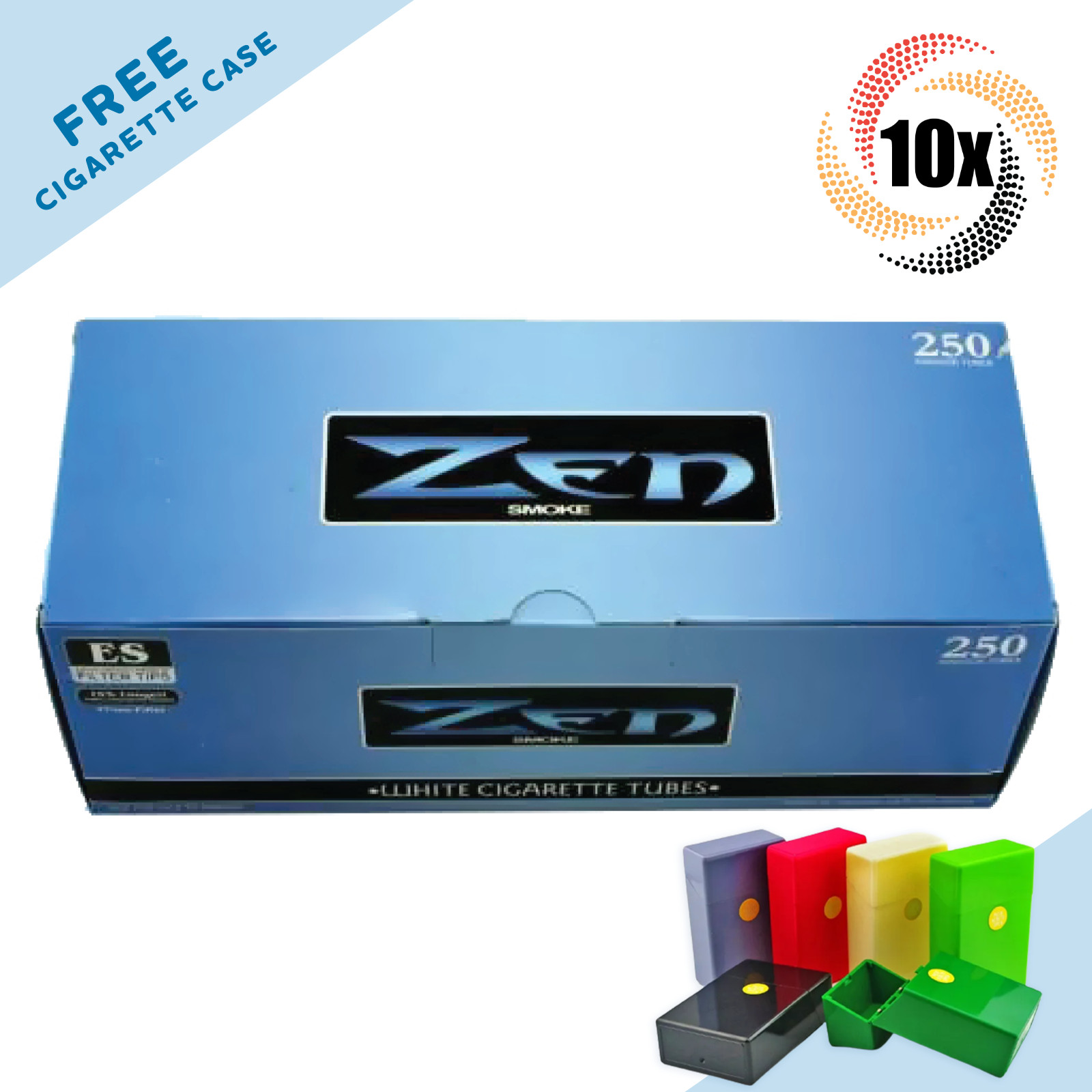 10x Box ZEN Cigarette Tubes Light King Size ( 2,500 Tubes ) Cigarette Tube RYO