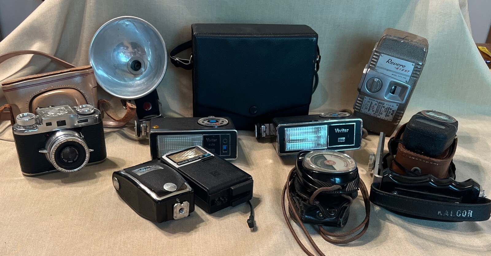 Lot Of Vtg  Camera Flashes, Accessories, Bolsey Camera, VIVITAR Untested Estate